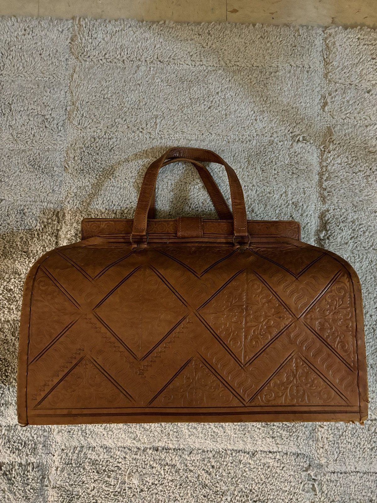 Vintage Handbag 1960s Vintage Tooled Leather Handbag