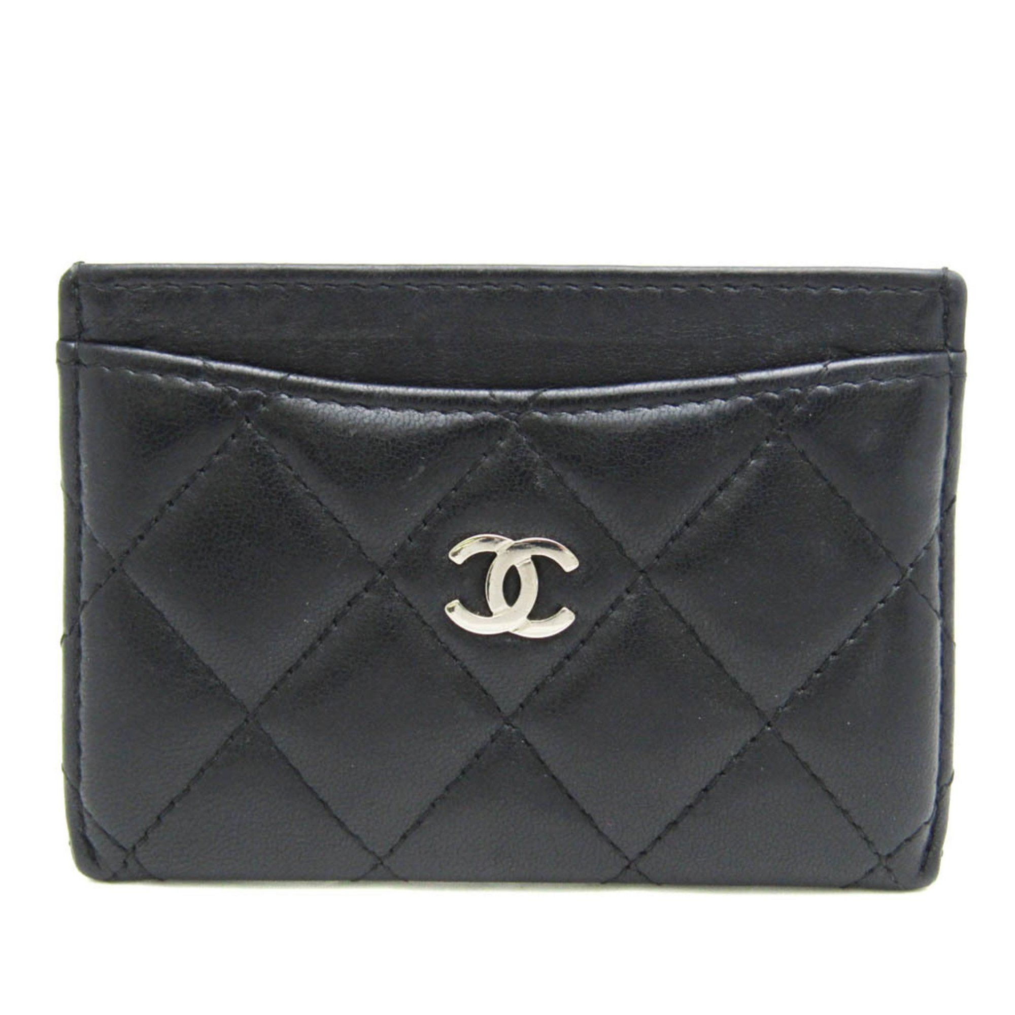 image of Chanel Matelasse Leather Card Case Black, Women's