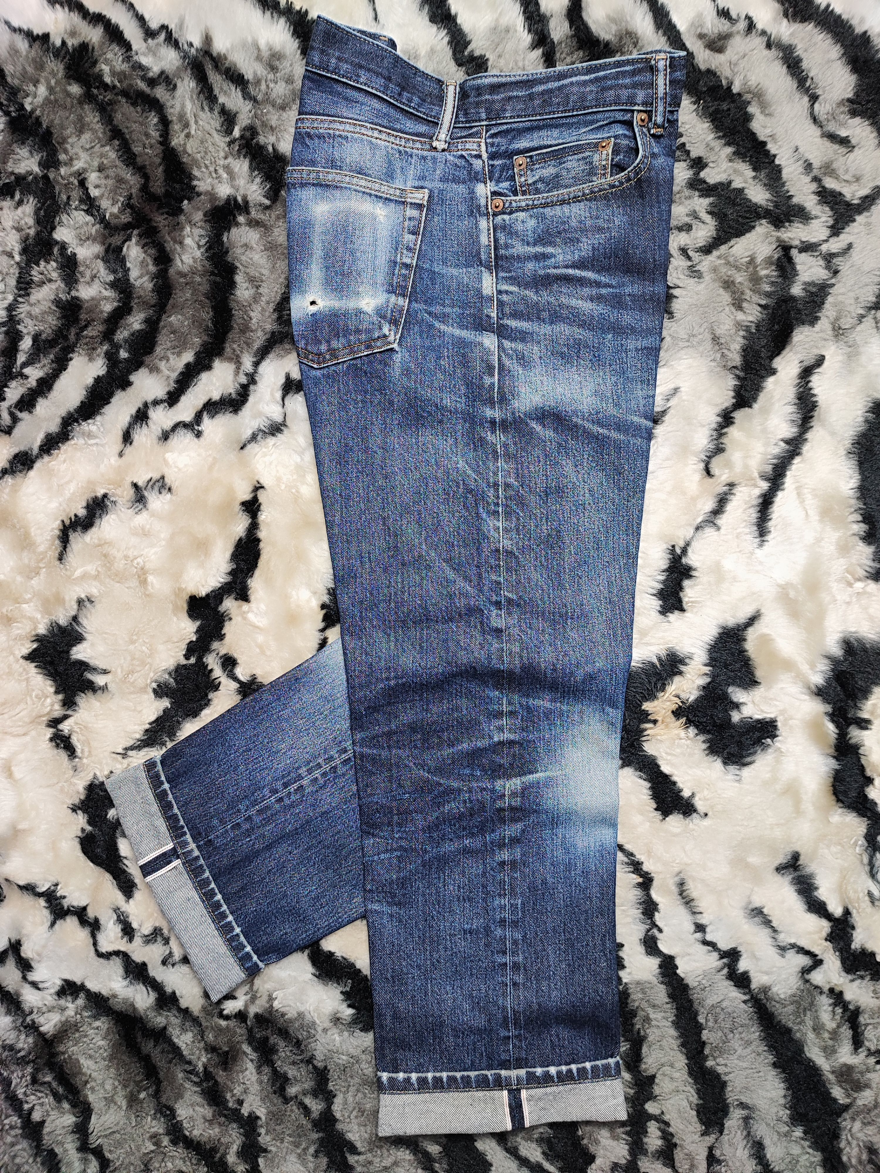 Uniqlo Selvedge Vintage y2k grunge faded blue skater baggy jeans Size US 32 / EU 48 - 17 Thumbnail