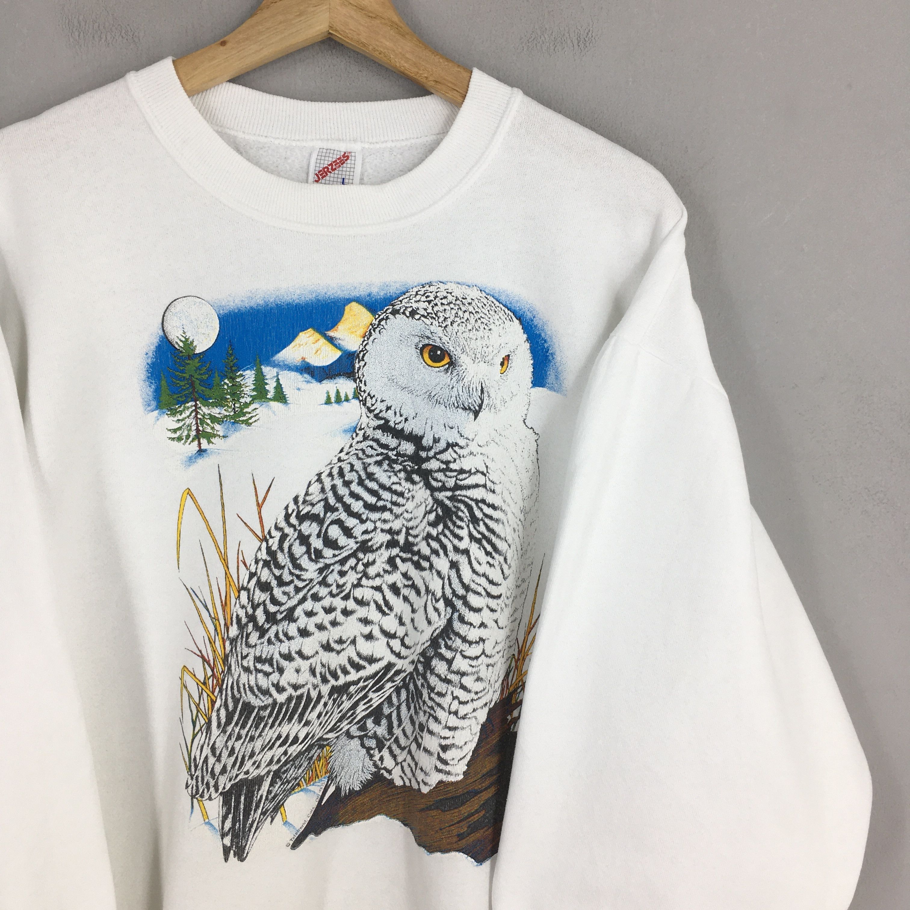 Habitat × Jerzees Vintage 90s Alaska Snowy Owl White Sweatshirt Large Size US L / EU 52-54 / 3 - 2 Thumbnail