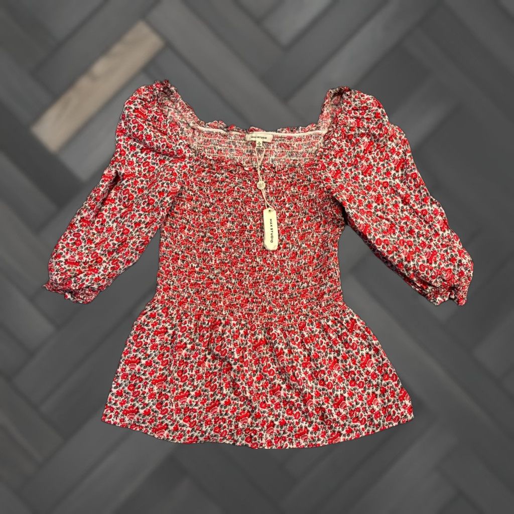 Vintage NWT Max Studio Womens Small Floral Print Long Sleeve Off-Shoulder Peasant Top Size S / US 4 / IT 40 - 1 Thumbnail