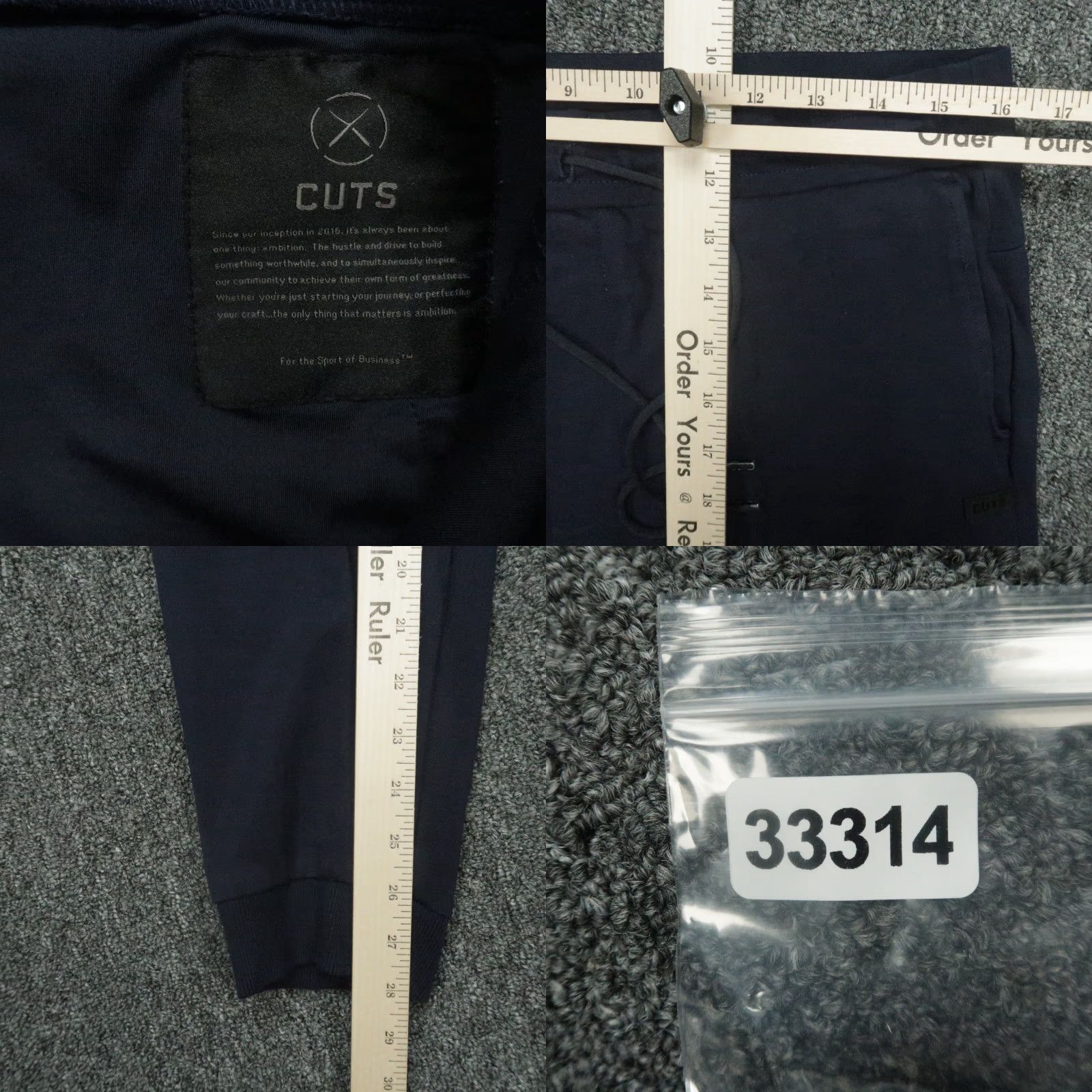UES Clothing Cuts Clothing Men's Large Blue Jogger Pants with Zip Pocket - Athletic Activewear Size US 33 - 8 Thumbnail