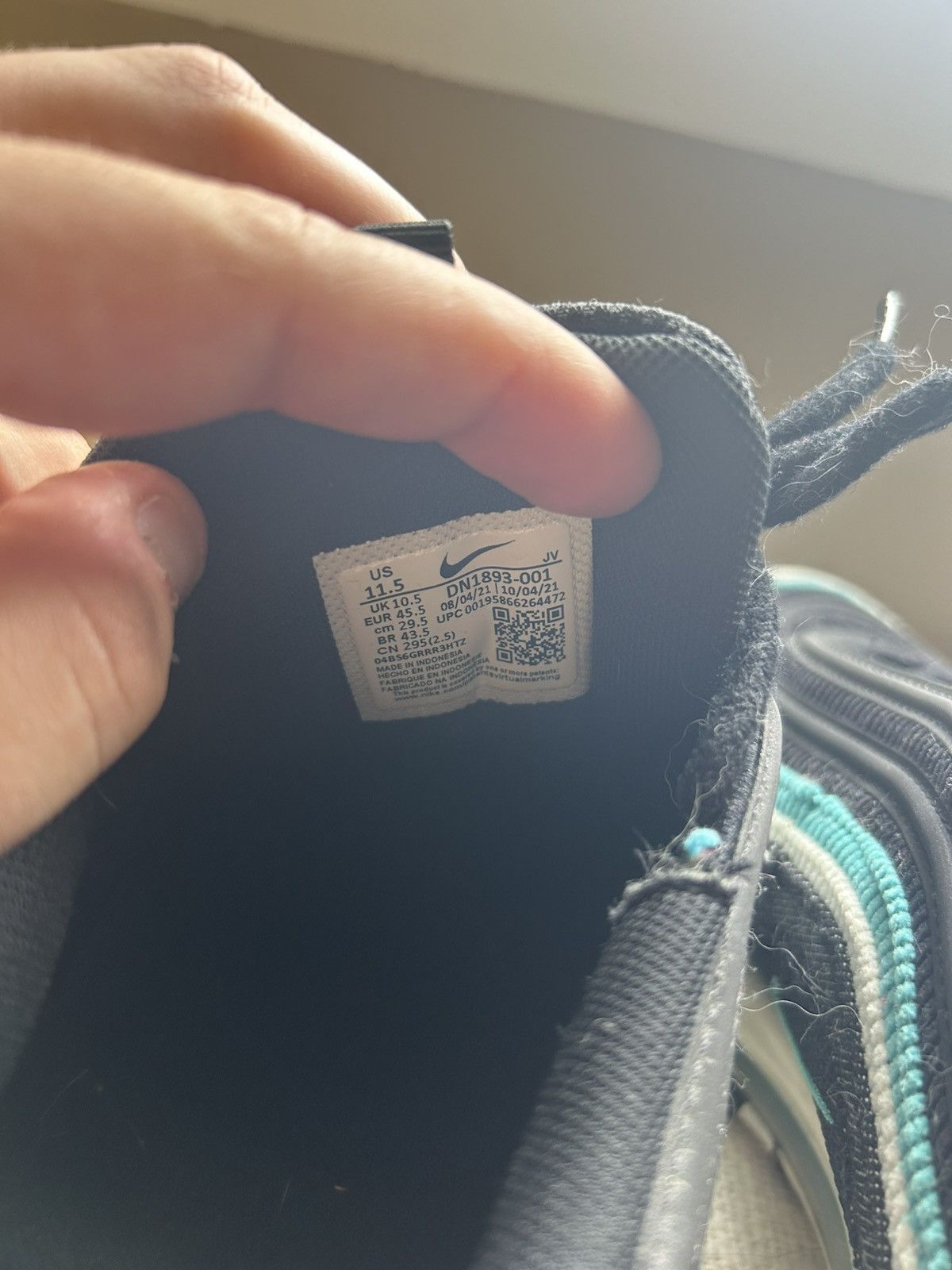 Nike Nike Air Max 97 Black Turquoise Size US 11.5 / EU 44-45 - 5 Thumbnail