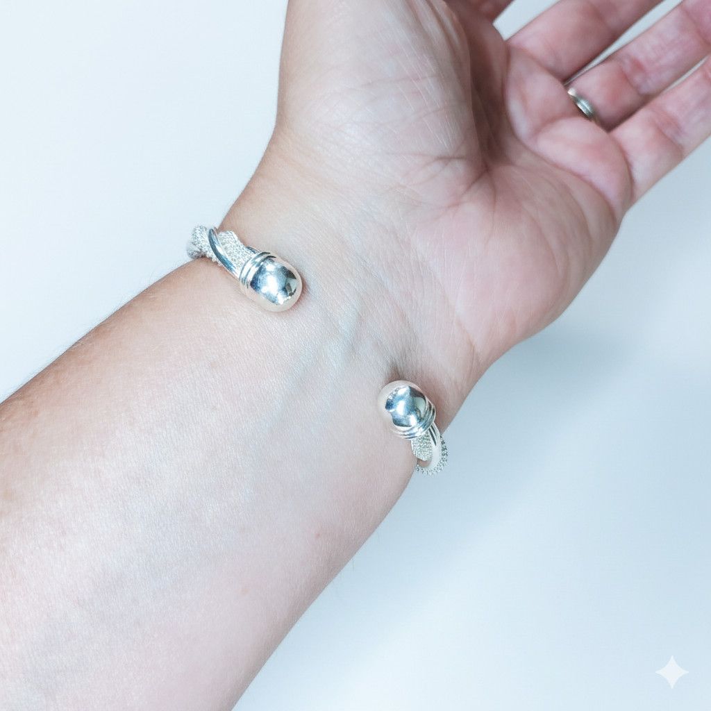 Other Bracelet 7" Bangle 925 Sterling Silver Vintage Twisted Mesh Size ONE SIZE - 7 Thumbnail