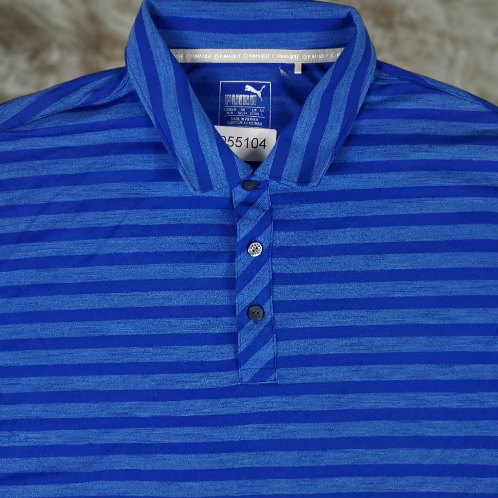 Puma Puma Polo Shirt Mens Size Medium Blue Striped Golf Casual Short Sleeve Polo Shirt Men Medium Blue Striped Golf Casual Short Sleeve Size US M / EU 48-50 / 2 - 1 Thumbnail