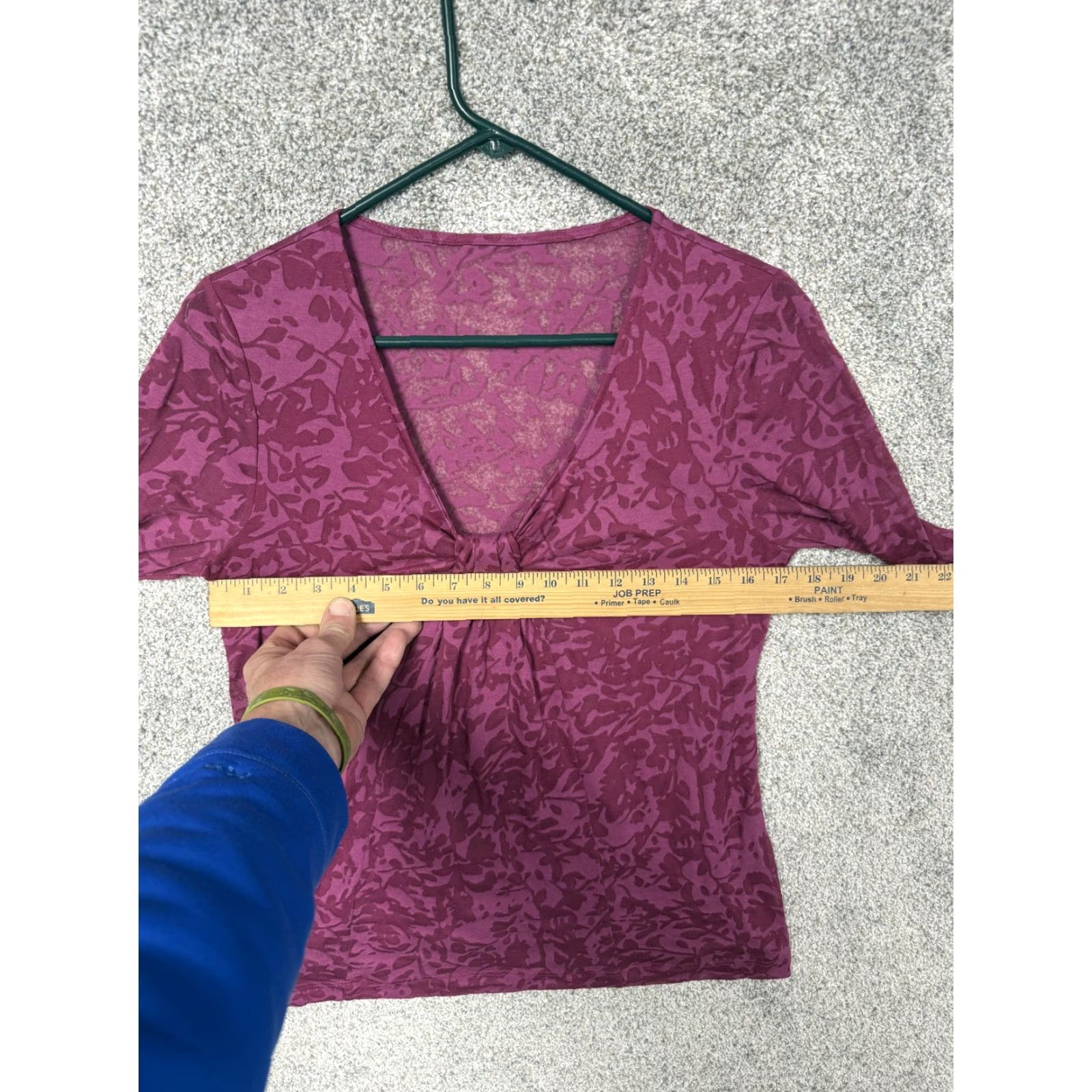 Velvet VINTAGE Purple Floral Jersey Blouse S 3/4 Sleeve V-Neck Pleated Knit Women Adjusted Fit Casual Fall Spring Mens Womens Girls Bays? Size S / US 4 / IT 40 - 4 Thumbnail