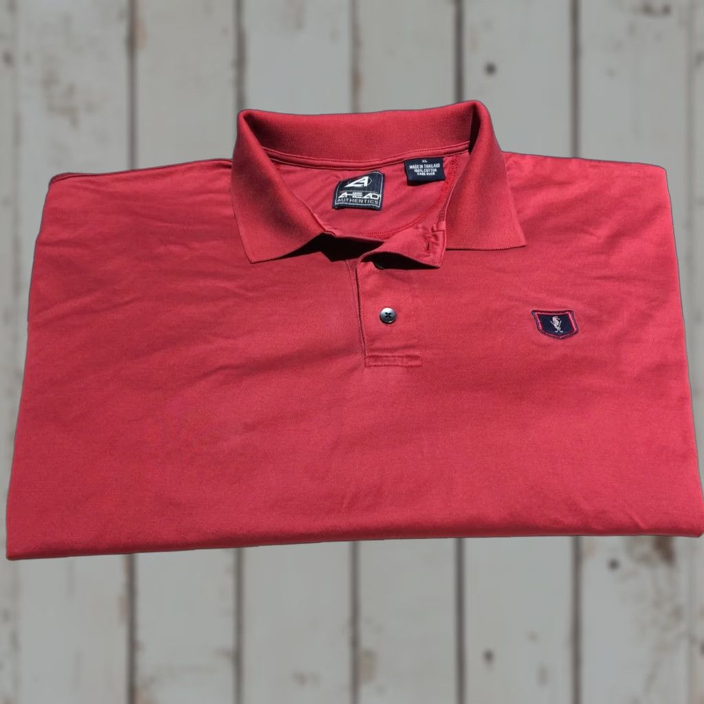 Vintage AHEAD AUTHENTICS Men's XL Polo Shirt Golf Breathable Cotton Short Sleeve Red Size US XL / EU 56 / 4 - 1 Thumbnail