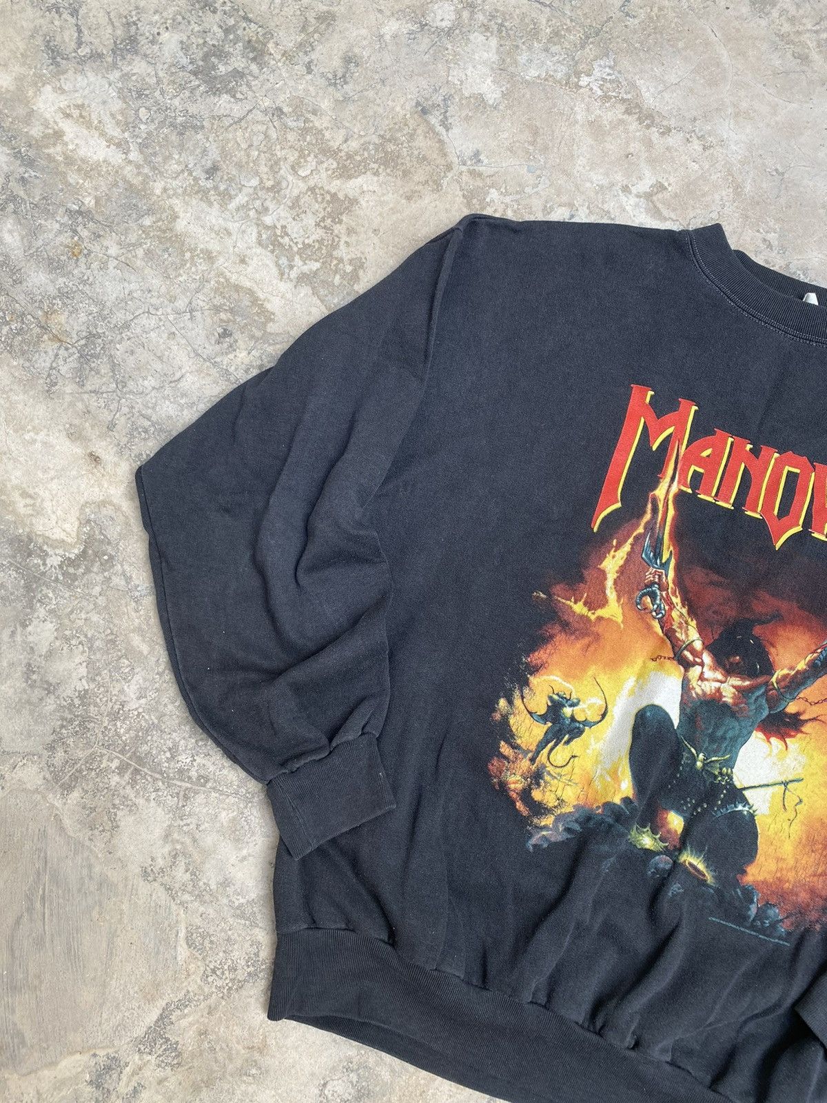 Band Tees × Vintage Vintage 90s Manowar Kings Of Metal Tour Sweatshirt MEGA RARE Size US L / EU 52-54 / 3 - 2 Thumbnail