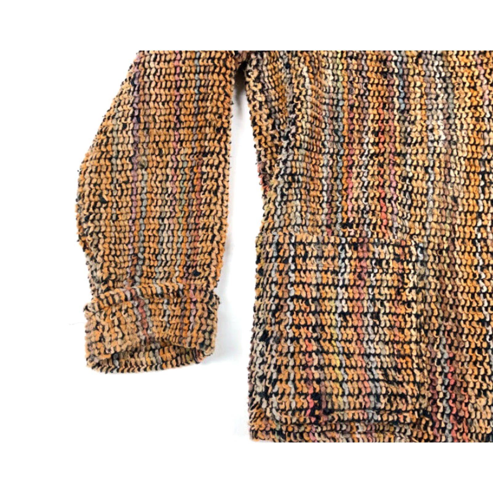 Vintage VTG 90s Orange Brown Deep Pile Cardigan Blazer Women's 12 Made USA Textured Fire Islander Knit Cardigan Size XL / US 12-14 / IT 48-50 - 3 Thumbnail