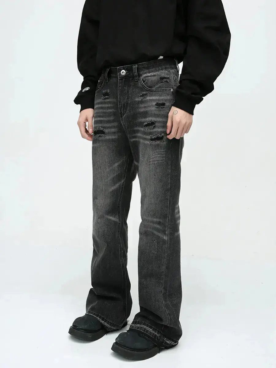Japanese Brand Retro wide leg loose ripped jeans Size US 32 / EU 48 - 1 Thumbnail