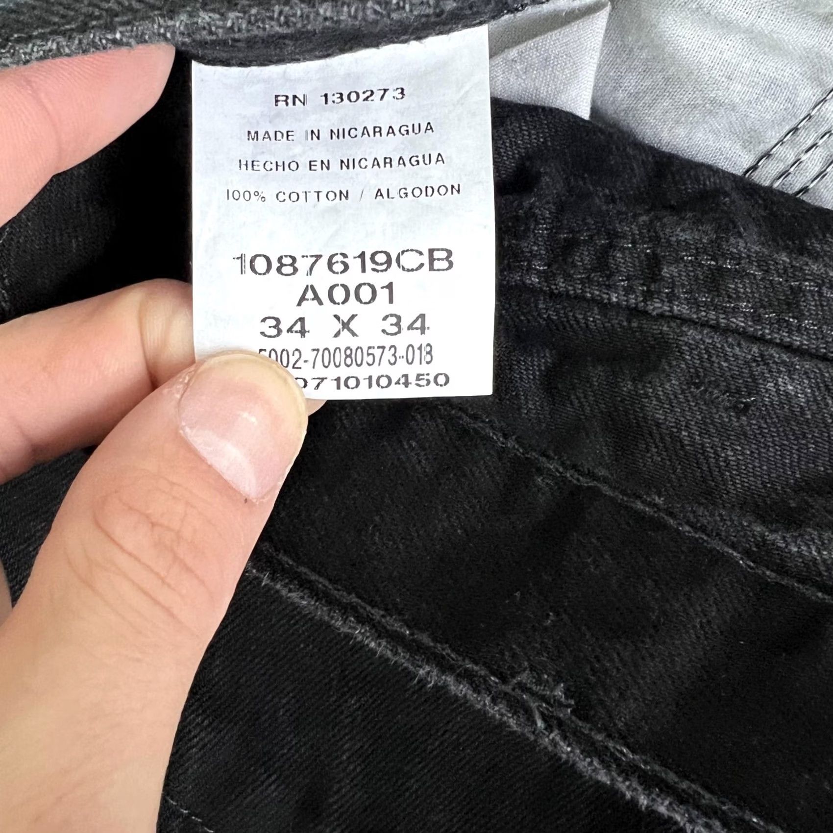 Denime Rustler Jeans Men 35x32 Black Denim Straight Cowboy Cut Charcoal Wash Workwear Jeans Size US 34 / EU 50 - 2 Thumbnail