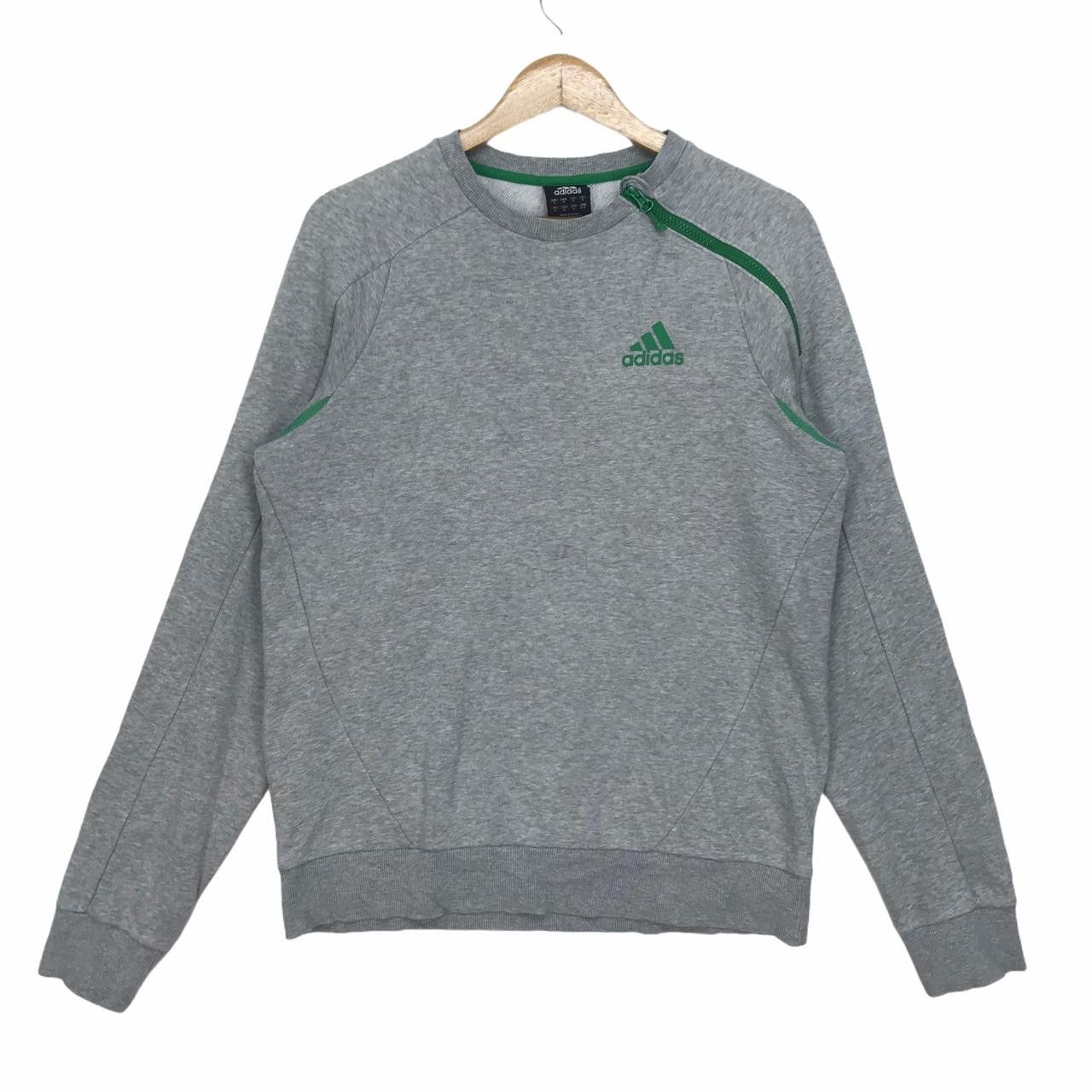 Adidas Vtg ADIDAS Crewneck Sweatshirt Shoulder Zip Jumper Pullover Size US M / EU 48-50 / 2 - 1 Thumbnail