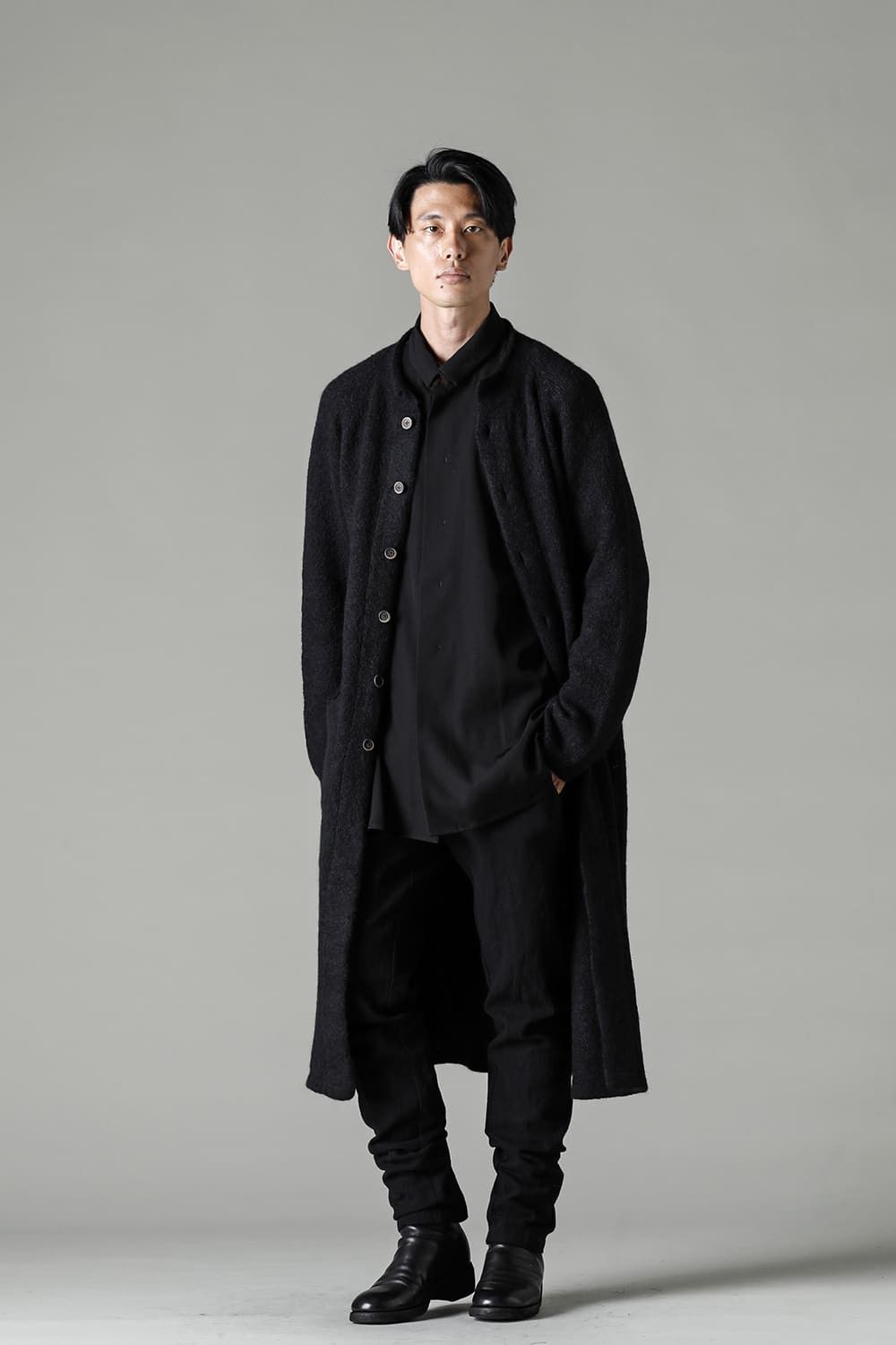 image of Forme D Expression Fw22/23 Alpaca Long Coat in Black, Men's (Size Medium)