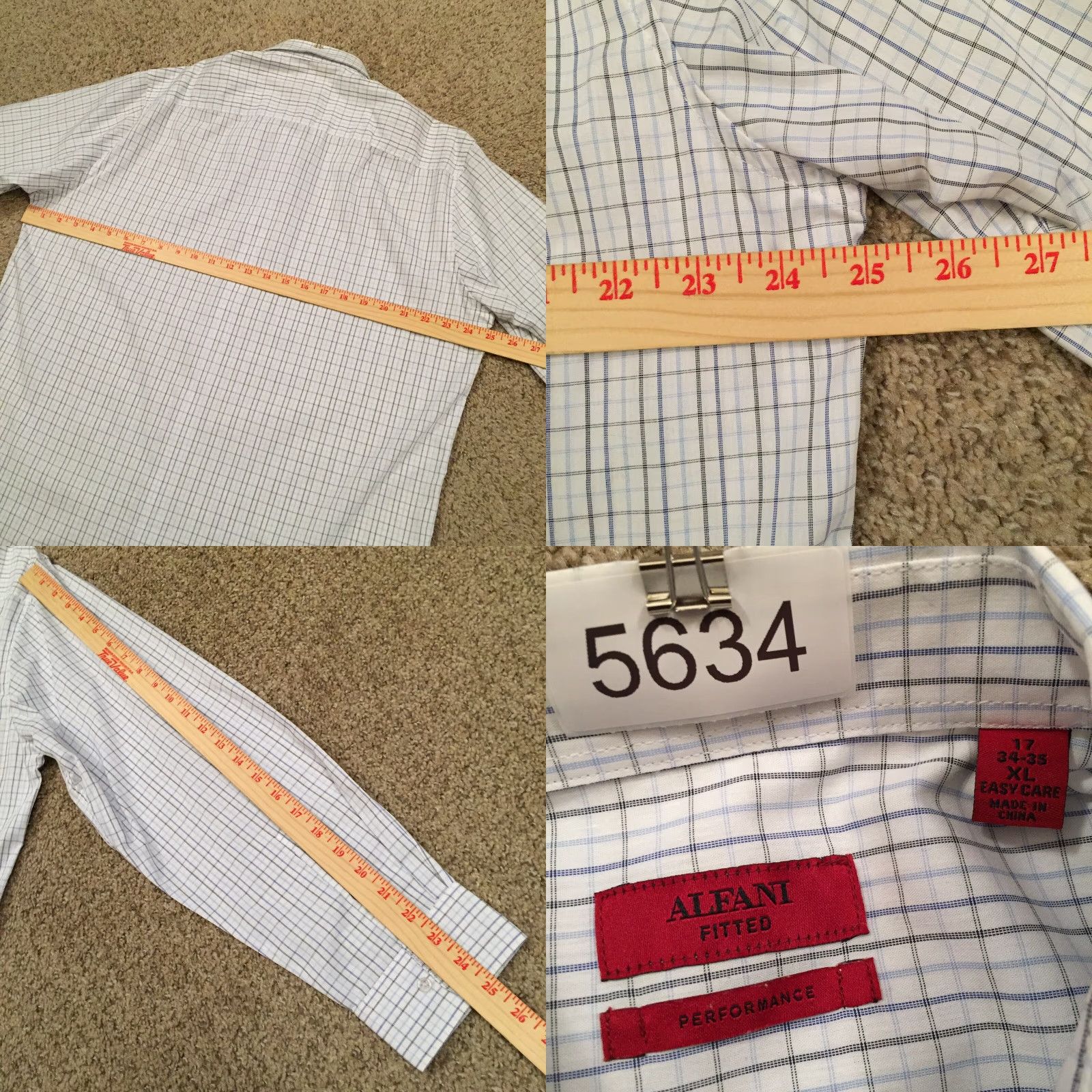 Alfani Alfani Shirt Mens XL Blue Plaid Long Sleeve Button-Up Shirt Size US XL / EU 56 / 4 - 8 Thumbnail