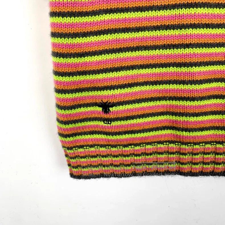 Dior Dior Colour-blocked striped cashmere short-sleeved knitted Size XS / US 0-2 / IT 36-38 - 4 Thumbnail
