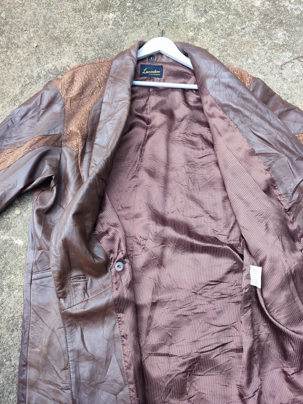 Genuine Leather Vintage Lamandora Two-Tone Leather Coat – Made in Japan Size US M / EU 48-50 / 2 - 11 Thumbnail