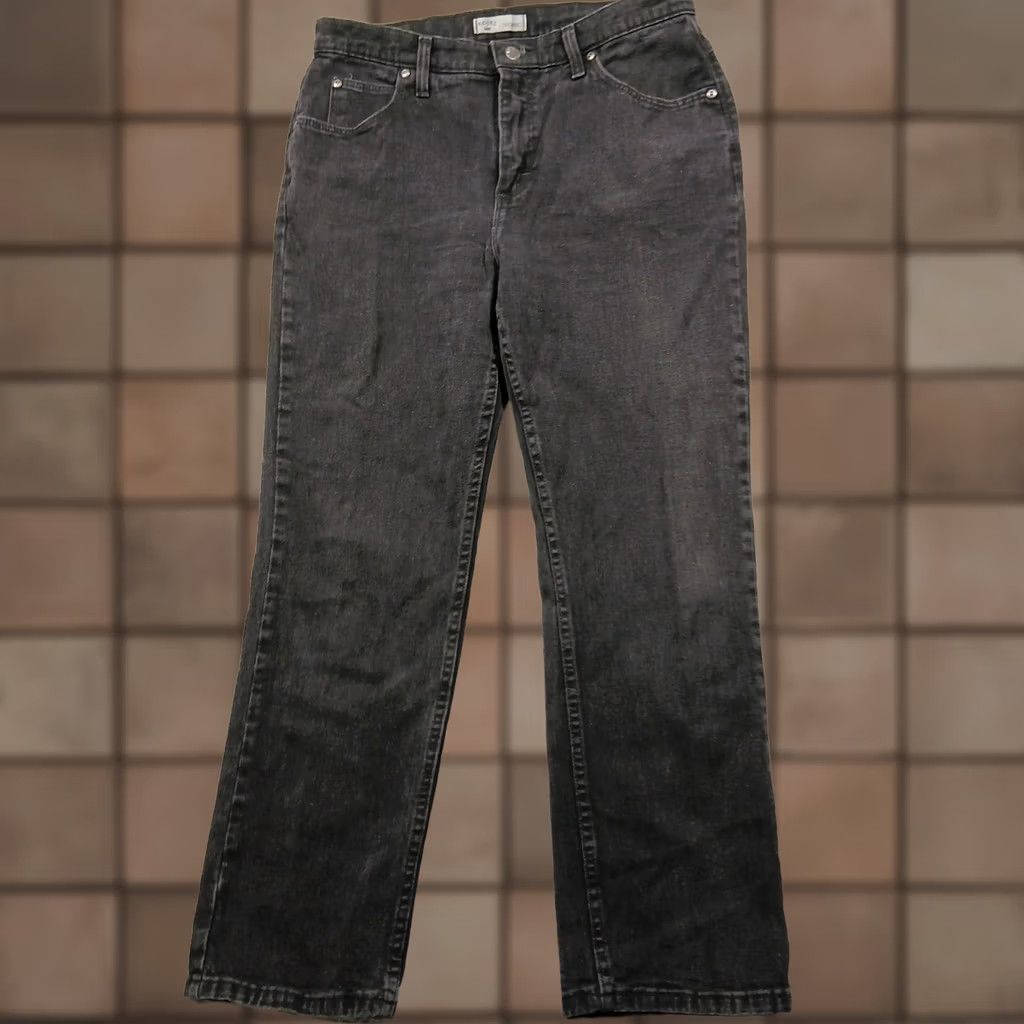 Vintage Riders by Lee Women's Black Relaxed Fit Straight Leg Jeans 12P Stretch Denim Size 34" / US 12 / IT 48 - 1 Thumbnail