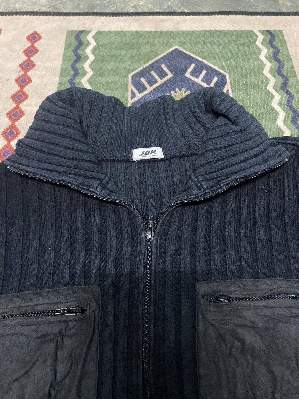 Japanese Brand JUN MEN KNITWEAR RIBBED DOUBLE POCKET ZIPPER STRETCHABLE Size US L / EU 52-54 / 3 - 7 Thumbnail