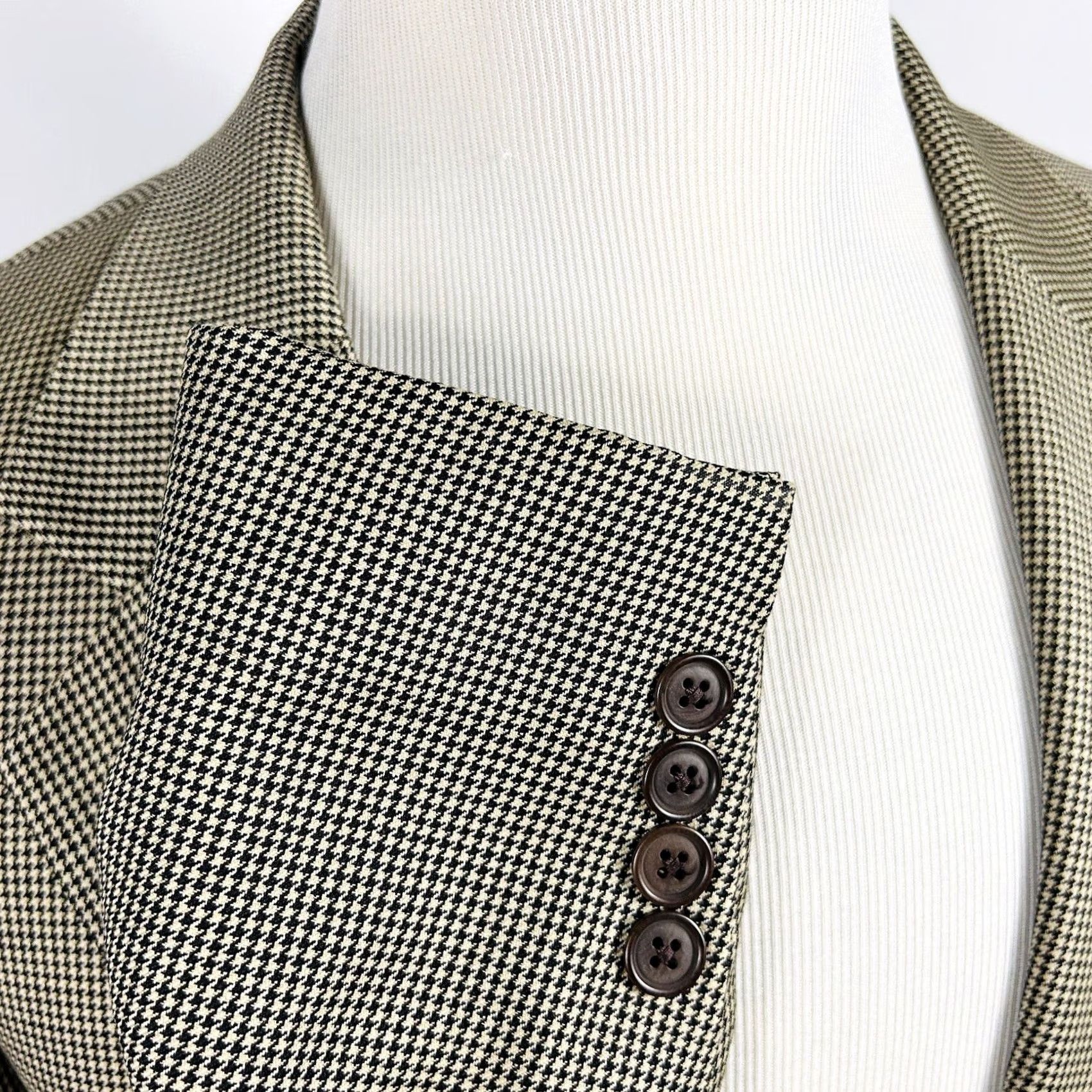 Nautica Nautica Sport Coat 44L Gold Black Houndstooth 100% Wool Two Button Fully Lined Mens Size US XS / EU 42 / 0 - 5 Thumbnail
