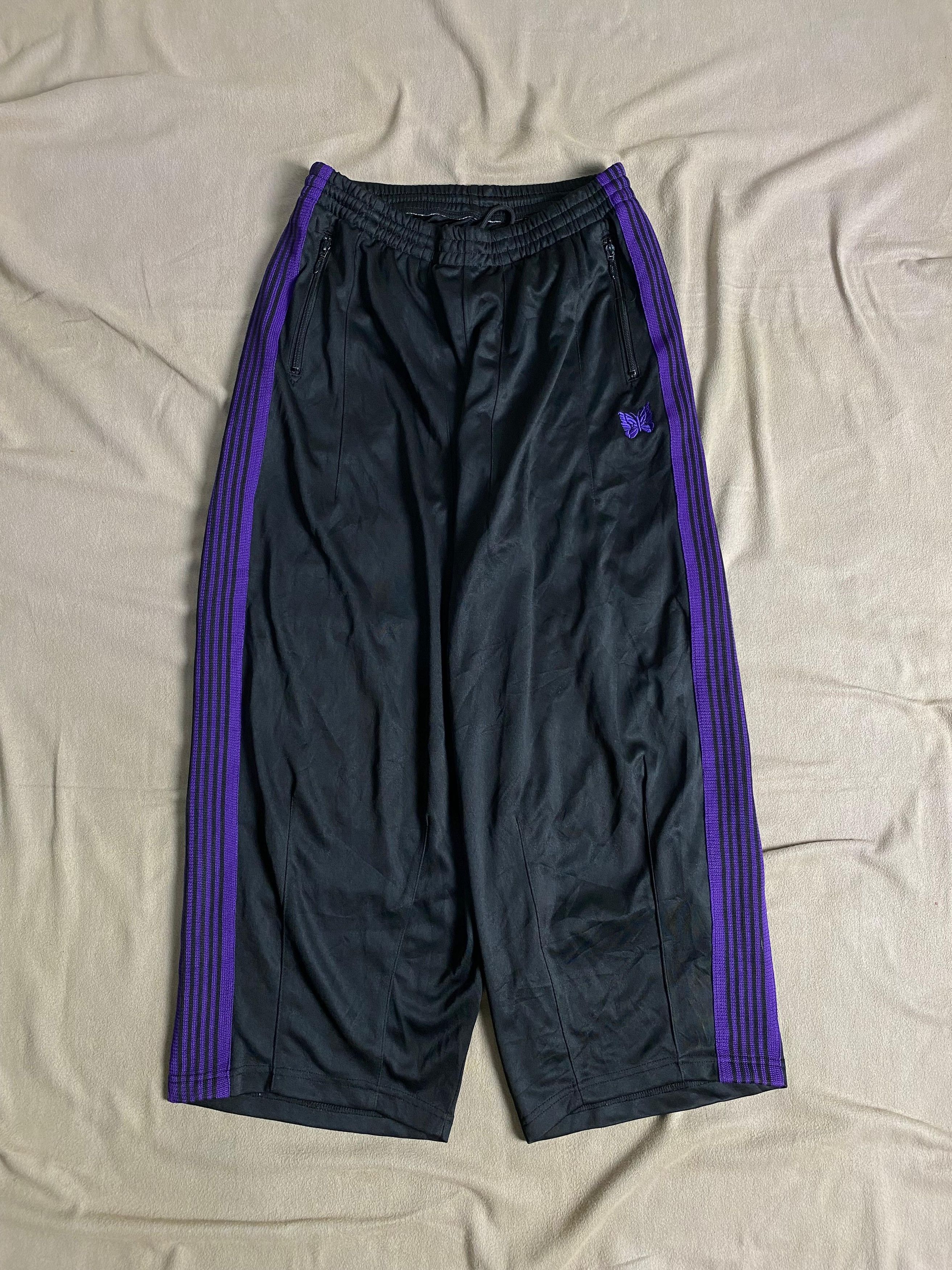 Needles Baggy track pants H.D Black purple | Grailed