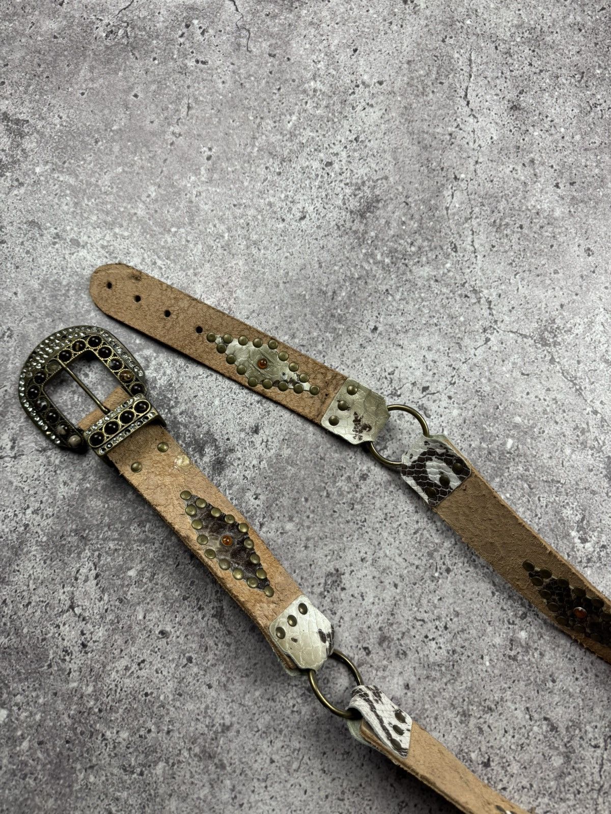 Japanese Brand 00’s NUMBER NINE STYLE WESTERN LEATHER RARE Y2K BELT VINTAGE Size ONE SIZE - 4 Thumbnail