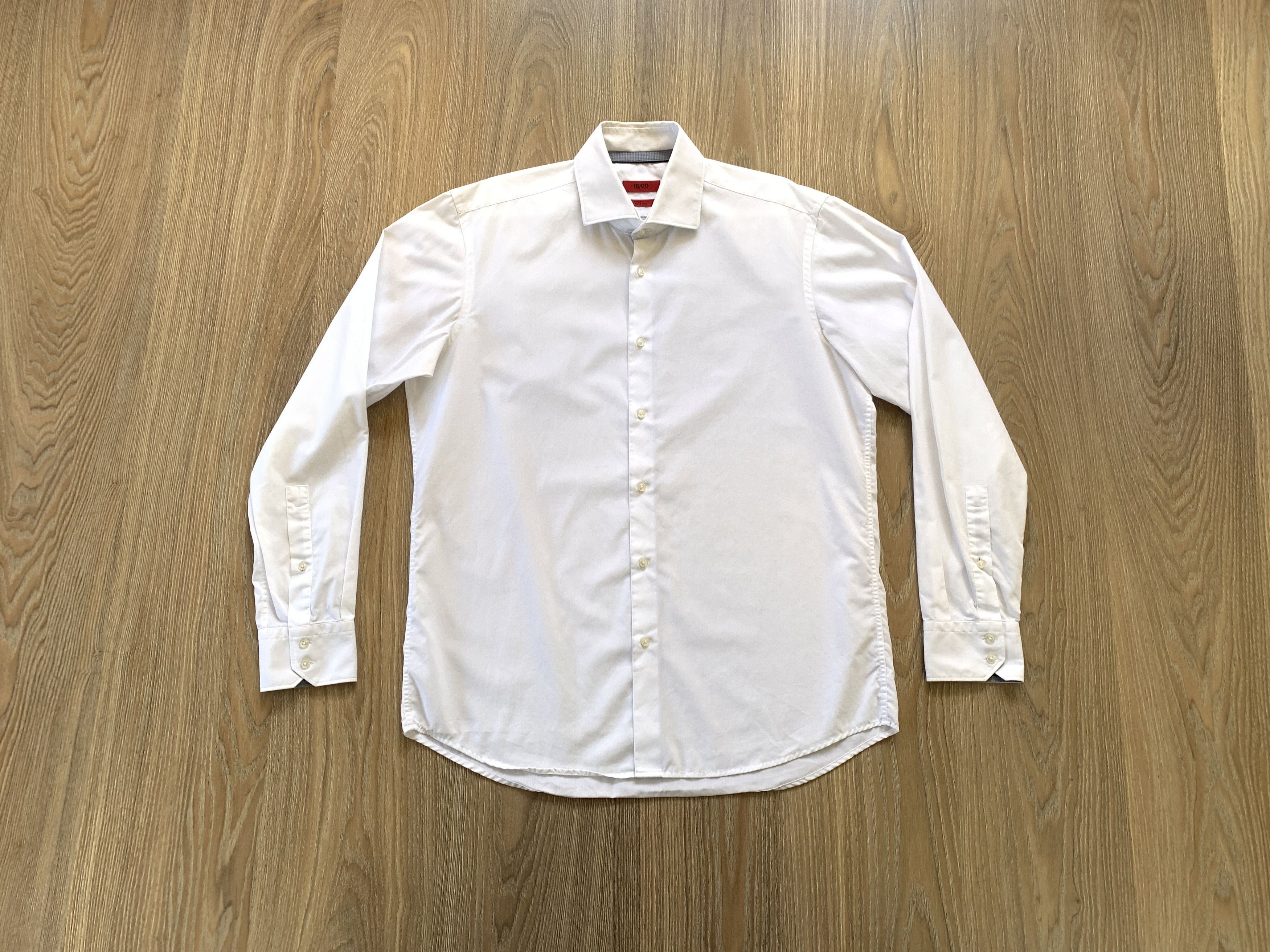 Hugo Boss Hugo Boss Regular Fit White Cotton Long Sleeve Shirt Size US S / EU 44-46 / 1 - 1 Thumbnail