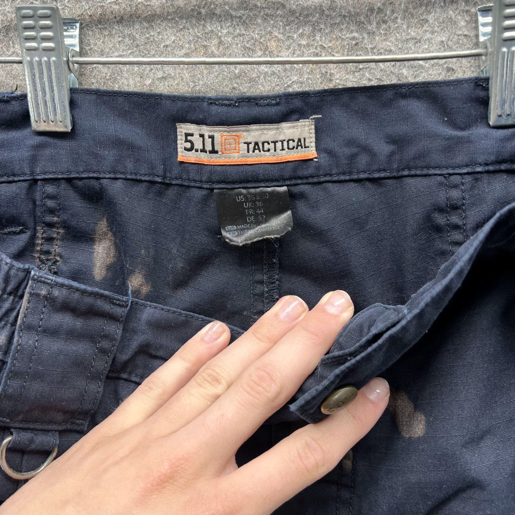 Vintage 5.11 Tactical Pants Mens 36x30 Black Cargo Ripstop Workwear Bleach Stained Size US 36 / EU 52 - 5 Thumbnail