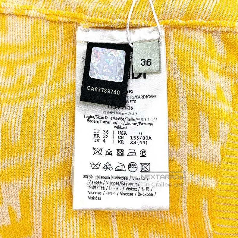 Fendi Fendi Yellow Logo Letter Jacquard Full-Print Round Neck Si Size 4XL / US 24-26 - 6 Thumbnail