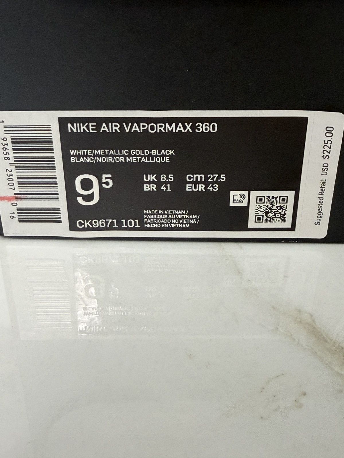 Nike Nike Air VaporMax 360 White Metallic Gold Size 9.5 Size US 9.5 / EU 42-43 - 10 Thumbnail