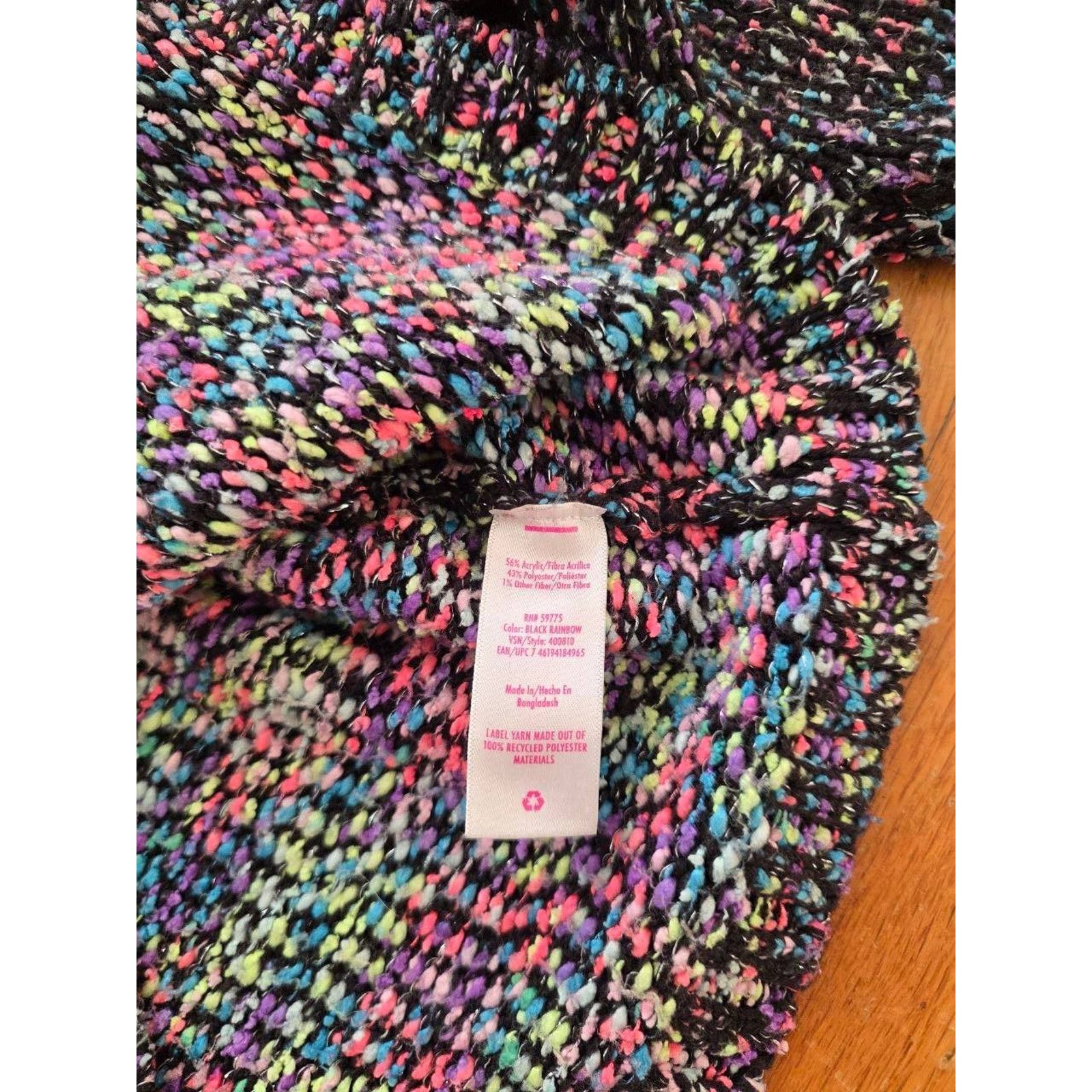 Justin Justice Marled Crewneck Sweater Black Rainbow Large A001148 Size XL / US 12-14 / IT 48-50 - 6 Thumbnail