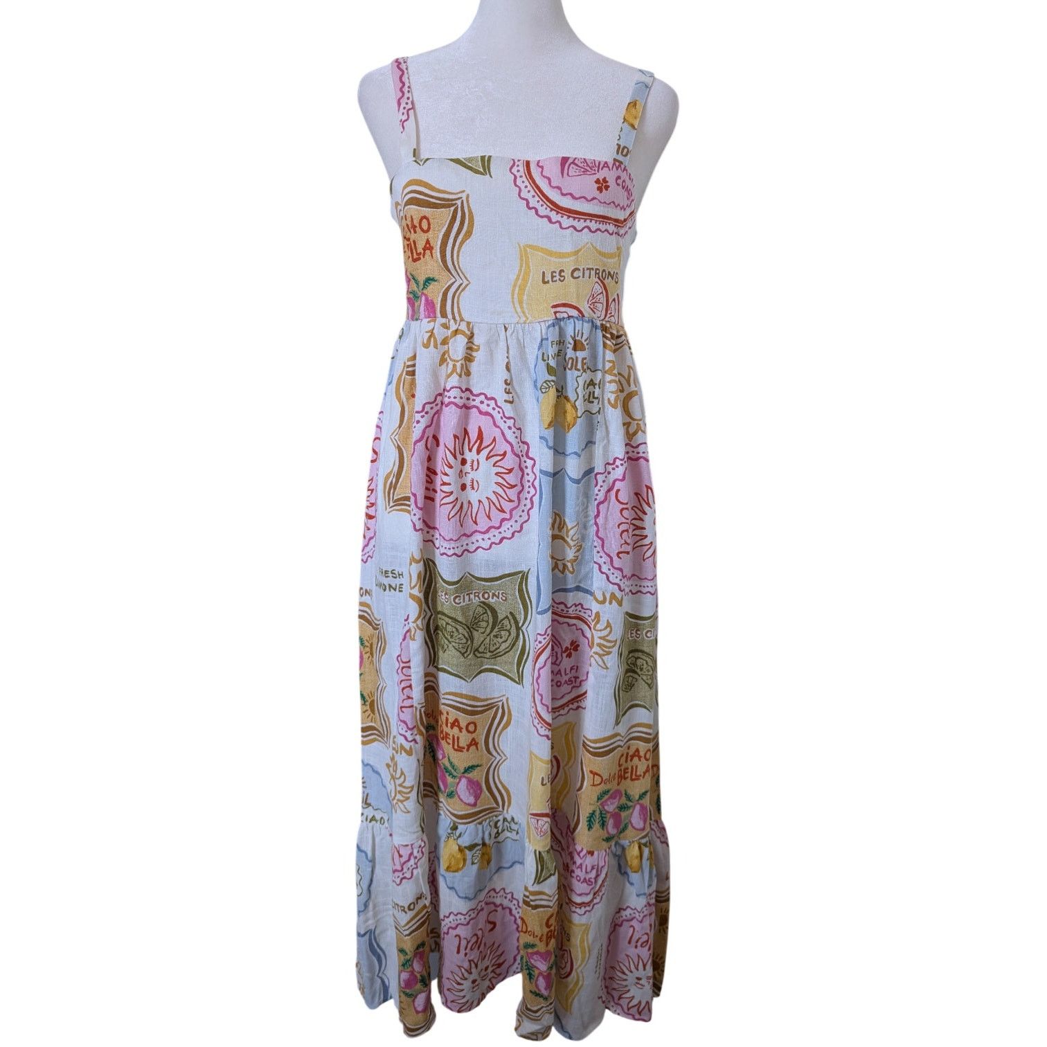 Anthropologie Paper Heart x Anthropologie Citron Soleil Coastal Midi Dress Size XS / US 0-2 / IT 36-38 - 4 Thumbnail