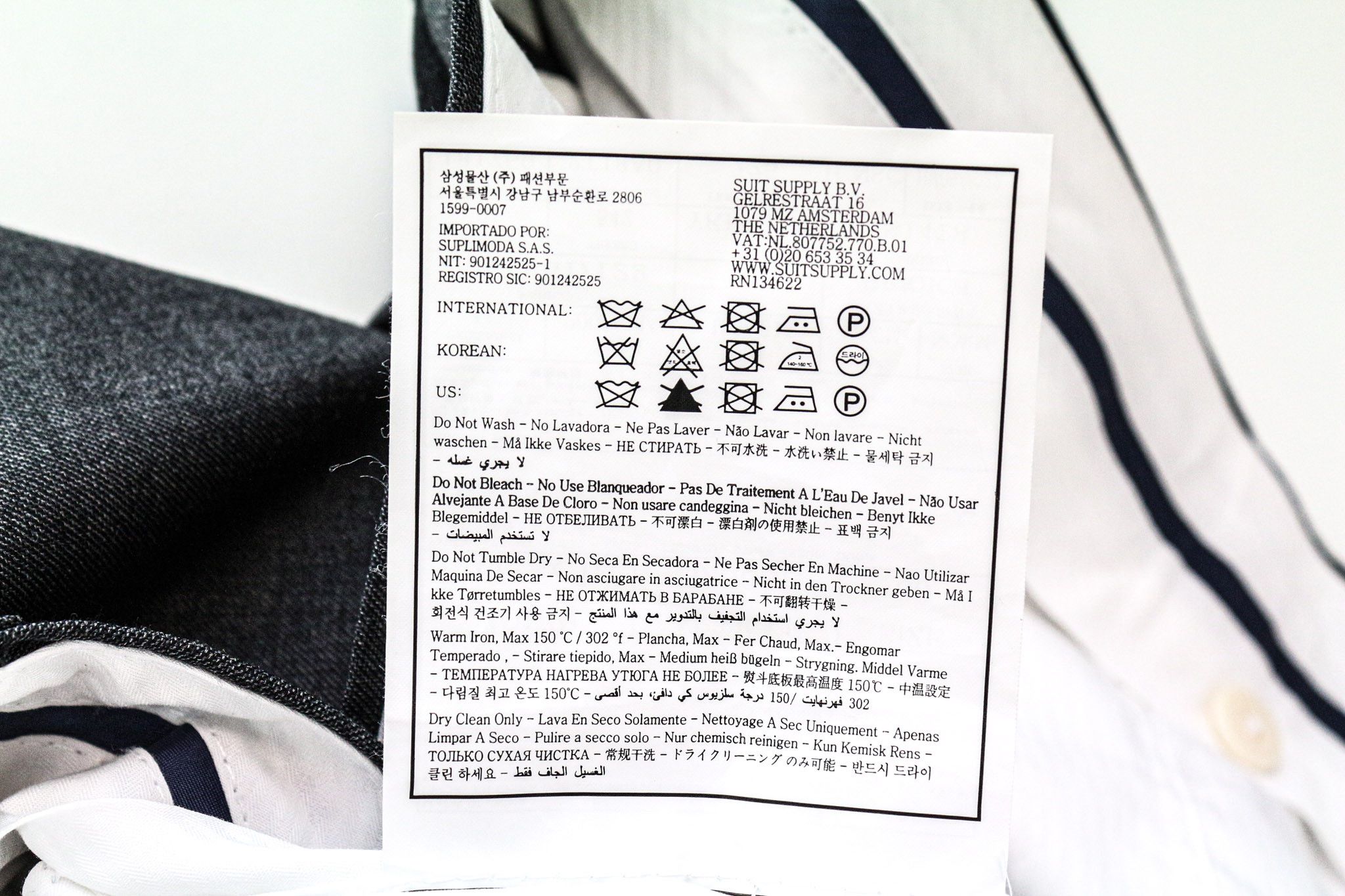 Suitsupply BRESCIA UK44S Grey Slim Sharkskin Wool Trousers 74188 Size 44S - 6 Thumbnail