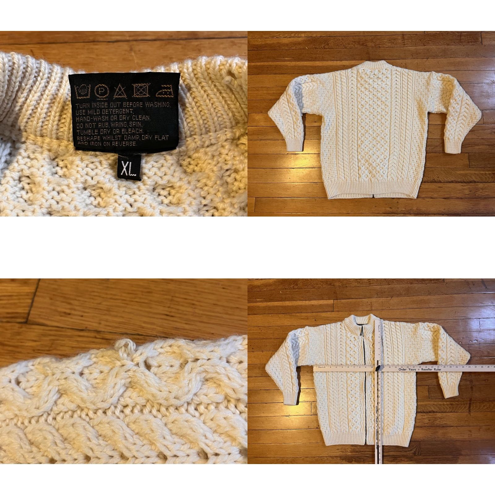 Vintage VINTAGE Carraig Donn Cable Knit Full Zip Cardigan Sweater Women’s XL White Size M / US 6-8 / IT 42-44 - 8 Thumbnail