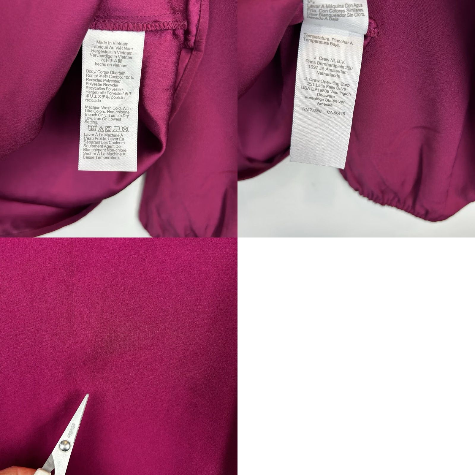 J.Crew J.CREW Blouse Womens XS Puff Sleeve Collared Chiffon Red Tunic Office Casual Read Size XS / US 0-2 / IT 36-38 - 8 Thumbnail