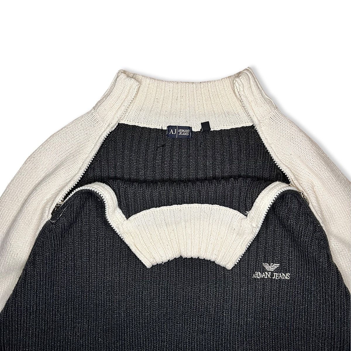 Armani Vintage Armani Jeans Dual-Zip Wool Knit Pullover Size US M / EU 48-50 / 2 - 7 Thumbnail
