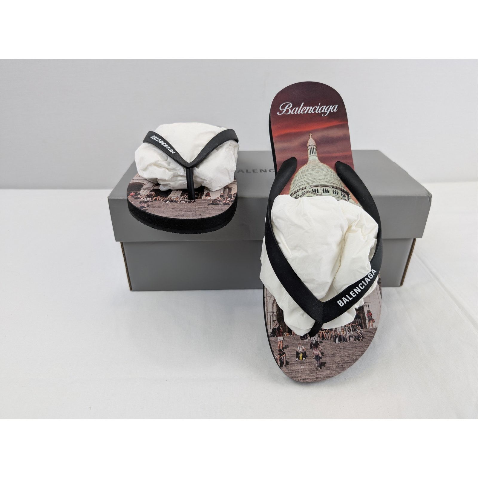 Balenciaga o1rshd1 Q:2 / Souvenir Thong TPU Monument Print Slipper Size US 9 / EU 42 - 19 Thumbnail