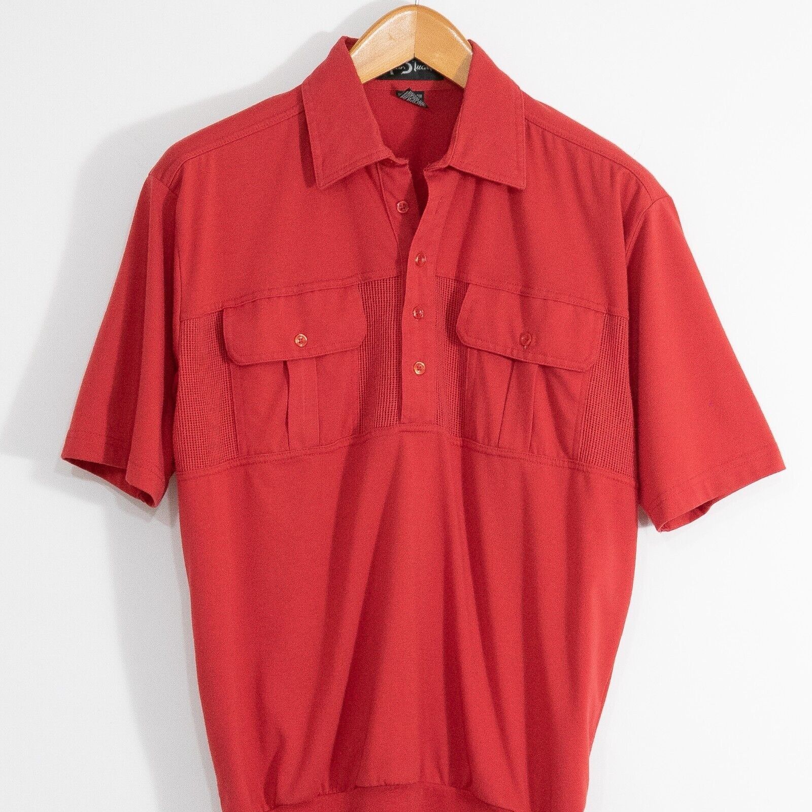 Vintage Vintage Red Polo Shirt Medium - 70s Mod Style Mesh Pocket Size US M / EU 48-50 / 2 - 2 Thumbnail
