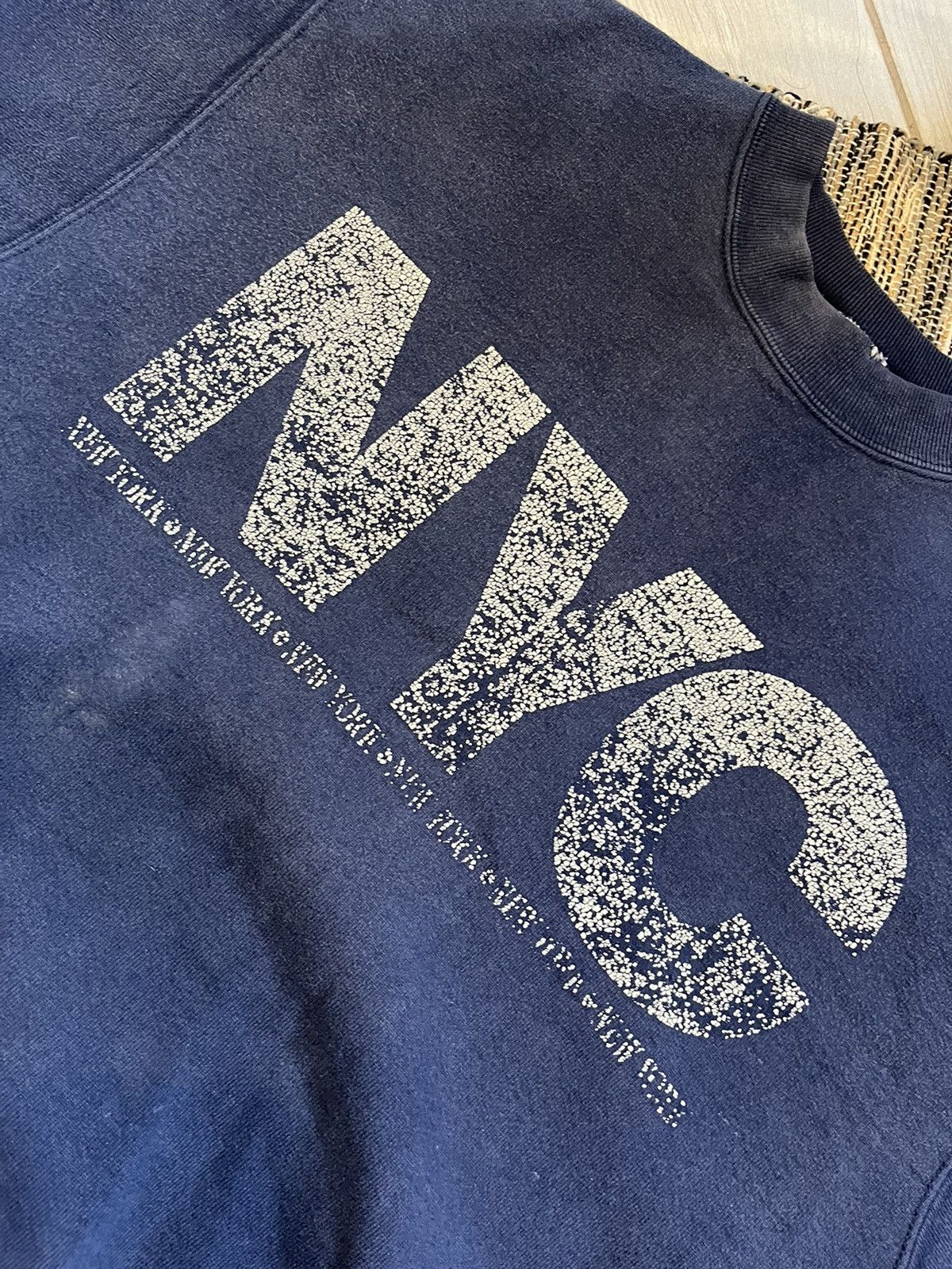 Fruit Of The Loom × Vintage Vintage New York faded navy sweatshirt streetwear distressed Size US M / EU 48-50 / 2 - 6 Thumbnail