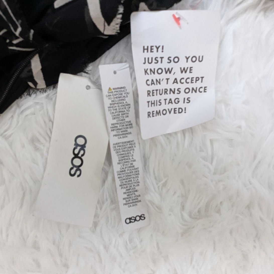 Asos ASOS Design Ruffled Long Sleeve Mini Dress Black White 8 Size M / US 6-8 / IT 42-44 - 11 Thumbnail
