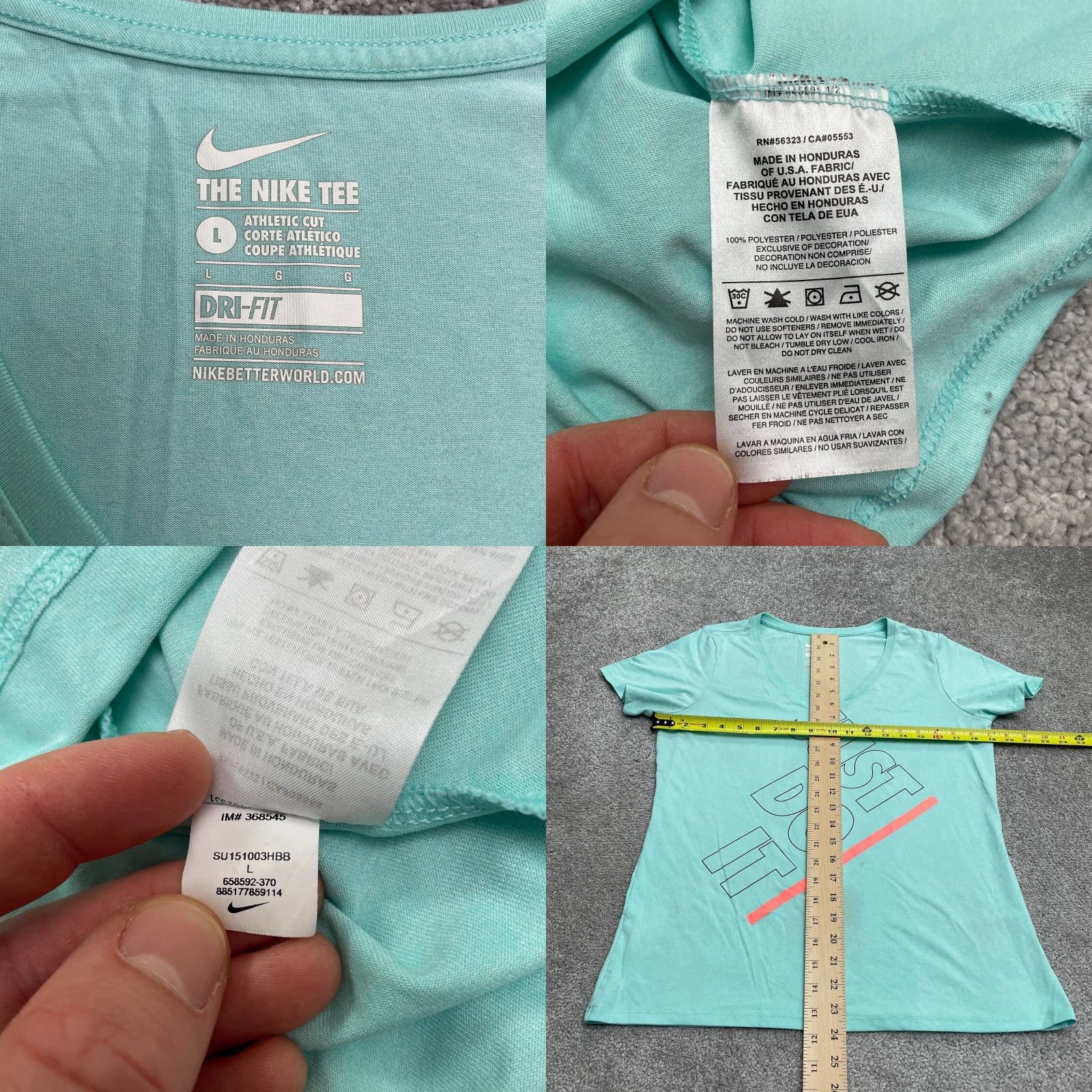 Nike Nike Tee T-Shirt Womens L Green Graphic Print V-Neck Short Sleeve Athletic Casual Shirt Size L / US 10 / IT 46 - 8 Thumbnail