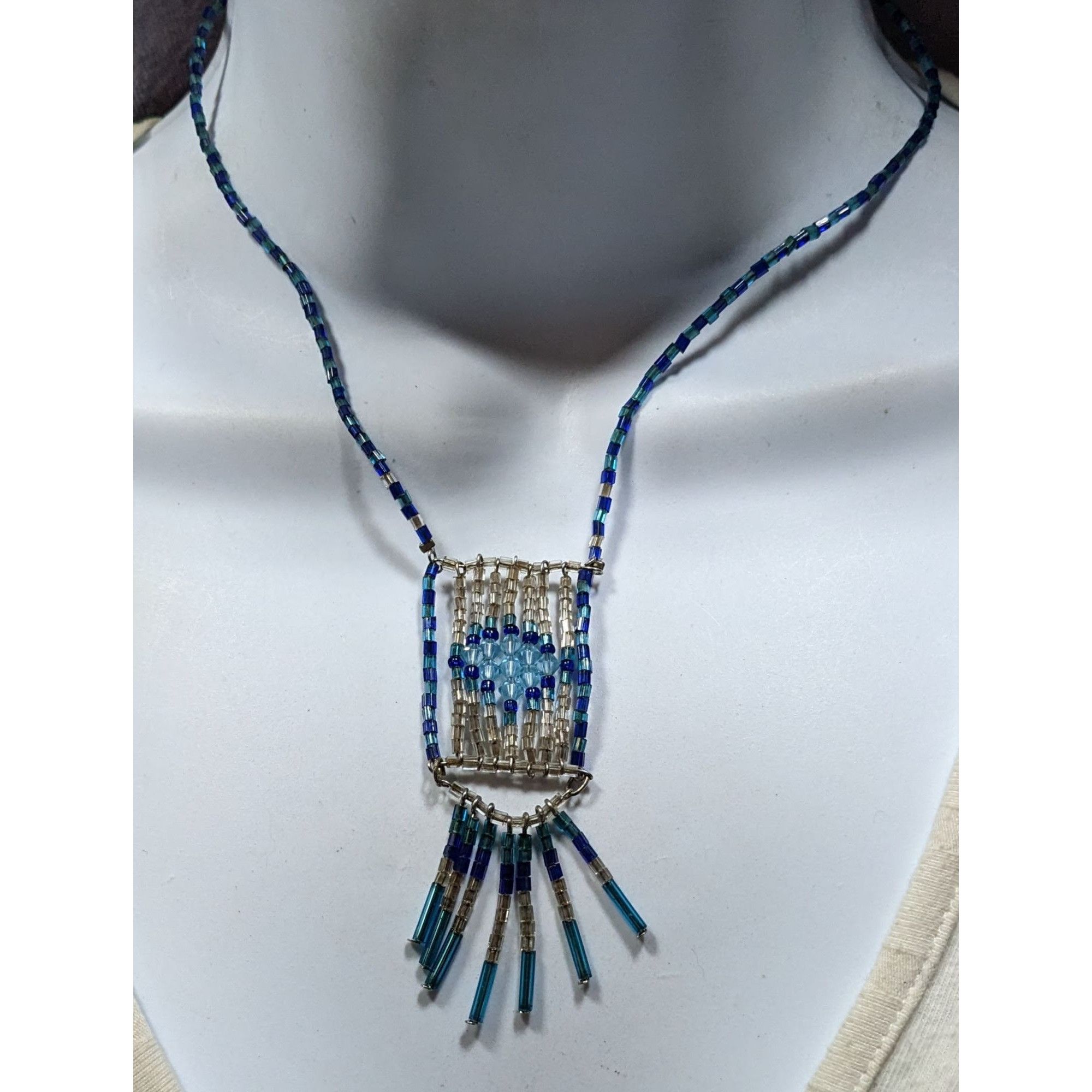 Other Handcrafted Bohemian Blue & Silver Tone Beaded Necklace With Size ONE SIZE - 4 Thumbnail