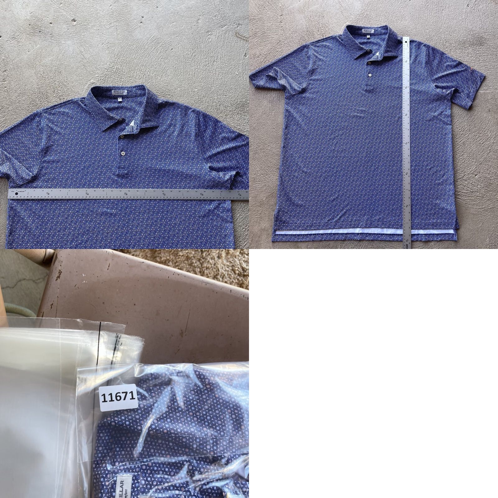 Peter Millar Peter Millar Polo Shirt Mens XL Blue Summer Comfort Golf Regular Short Sleeve Collared Geometric Pattern Sports Preppy Dog American Stretch Size US XL / EU 56 / 4 - 8 Thumbnail