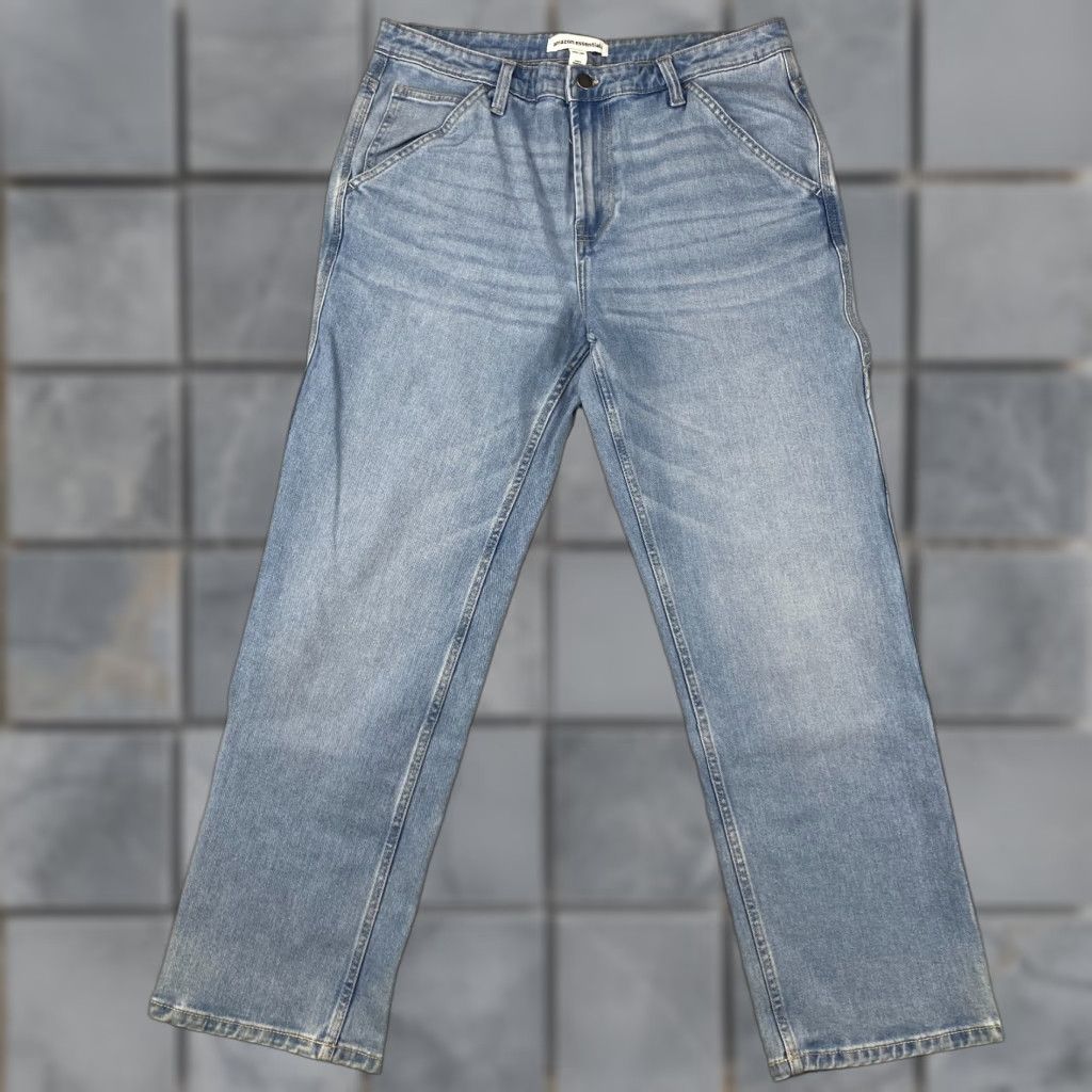 Essentials Amazon Jeans Mens 34X30 Blue Slim Straight 5-Pocket Design Stretch Denim Regular Color: Blue Mens Jeans Size US 34 / EU 50 - 1 Thumbnail