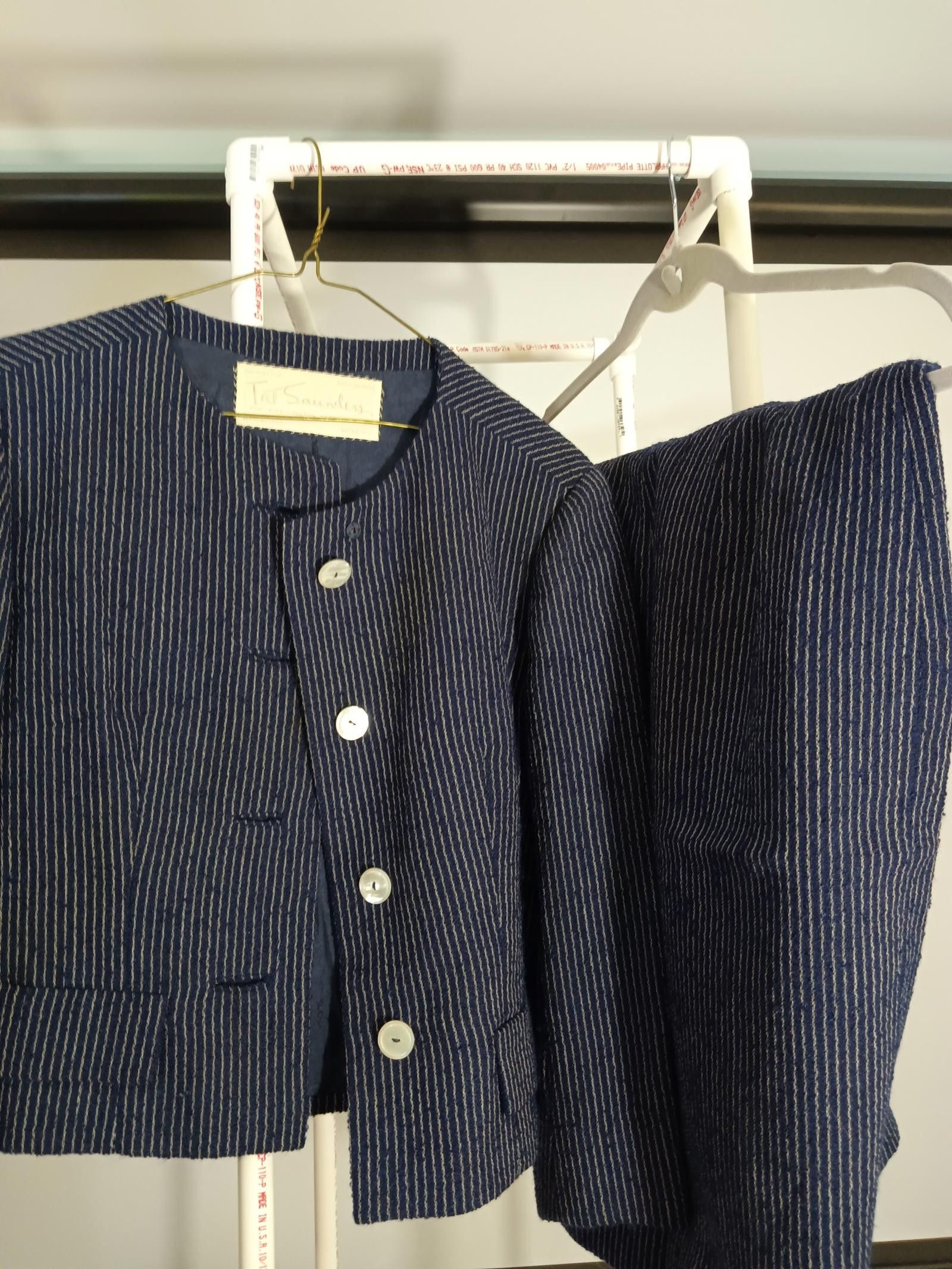 Designer Stylish Navy Stripe Jacket by Tal Saunders Size L / US 10 / IT 46 - 4 Thumbnail