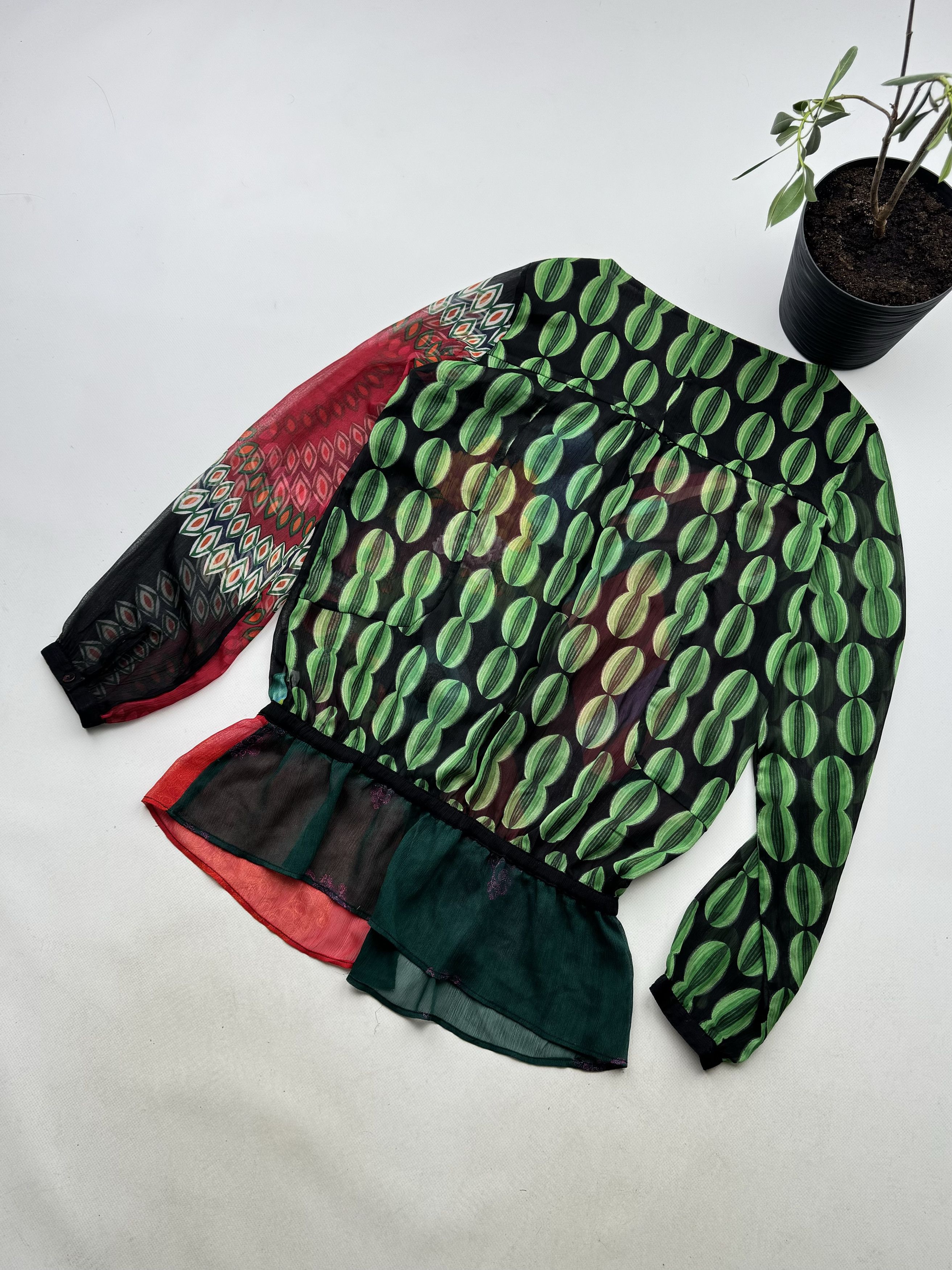 Desigual Desigual Printed Mesh Blouse (538) Size S / US 4 / IT 40 - 8 Thumbnail