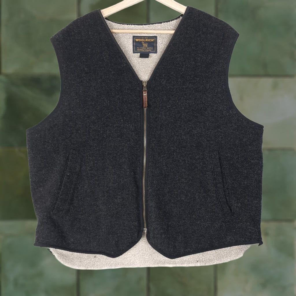 Vintage Woolrich Vest Mens M Gray Wool Sherpa Fleece Lined Full Zip Hiking Size US M / EU 48-50 / 2 - 1 Thumbnail
