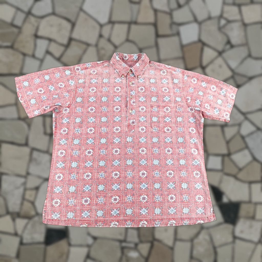 Tori Richard VINTAGE Tori Richard Shirt Mens Large Red Blue Hawaiian Aloha 70s Geometric Cotton Button-Up Short Sleeve Pockets Collared Tone: Red/Blue/White Size US L / EU 52-54 / 3 - 1 Thumbnail
