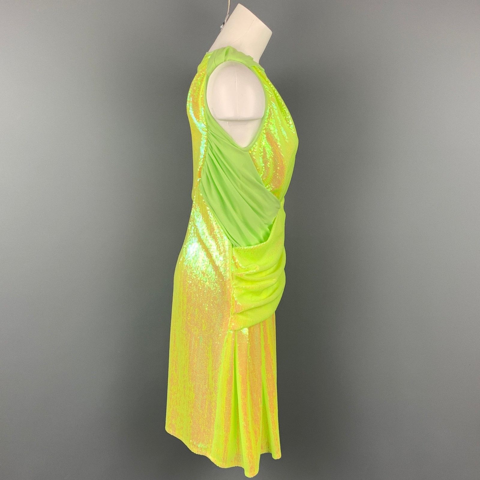 Sies Marjan Size 4 Neon Green Sequin Polyester Cocktail Dress Size S / US 4 / IT 40 - 3 Thumbnail