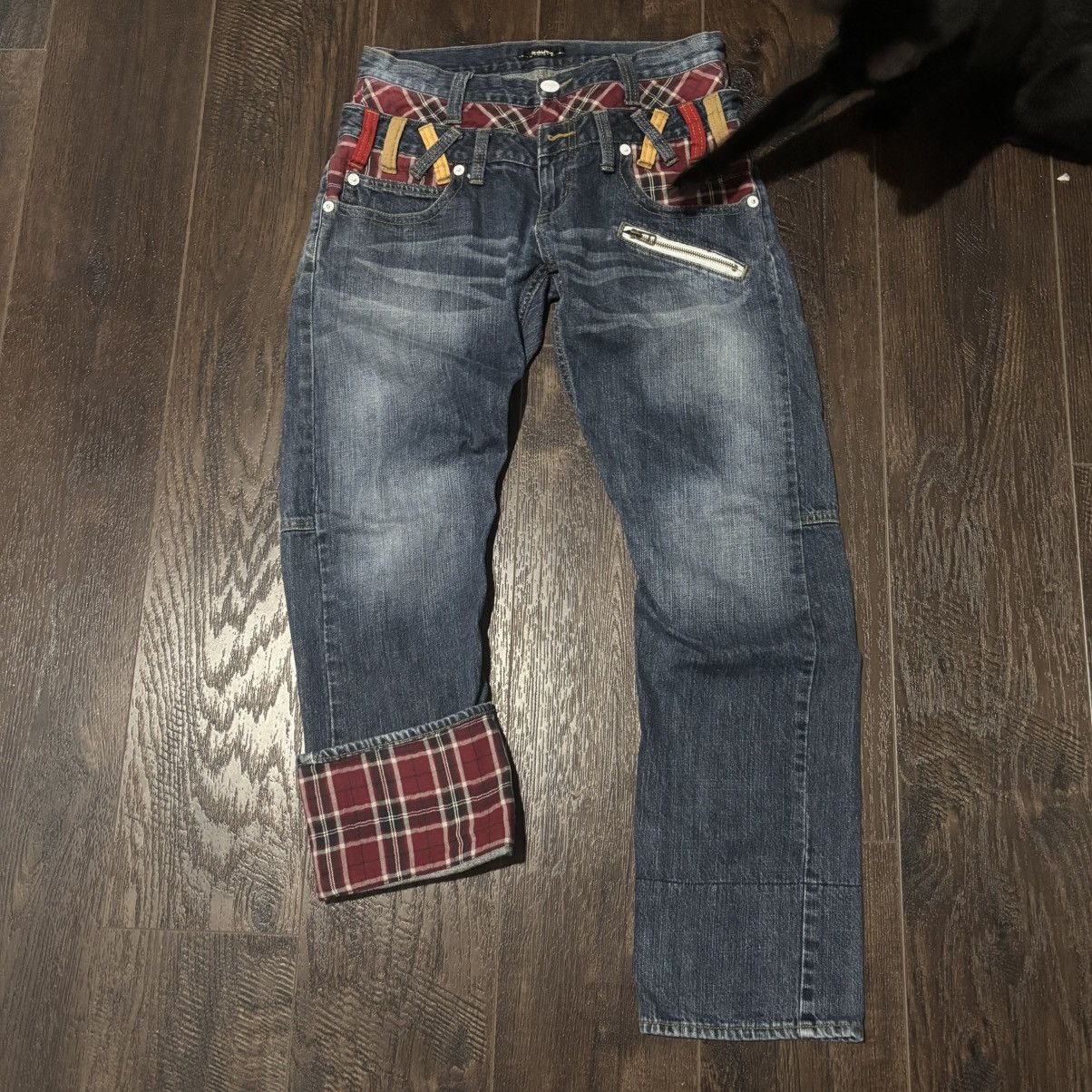 Japanese Brand Japanese Archive Double Waisted Plaid Denim Size US 32 / EU 48 - 2 Thumbnail