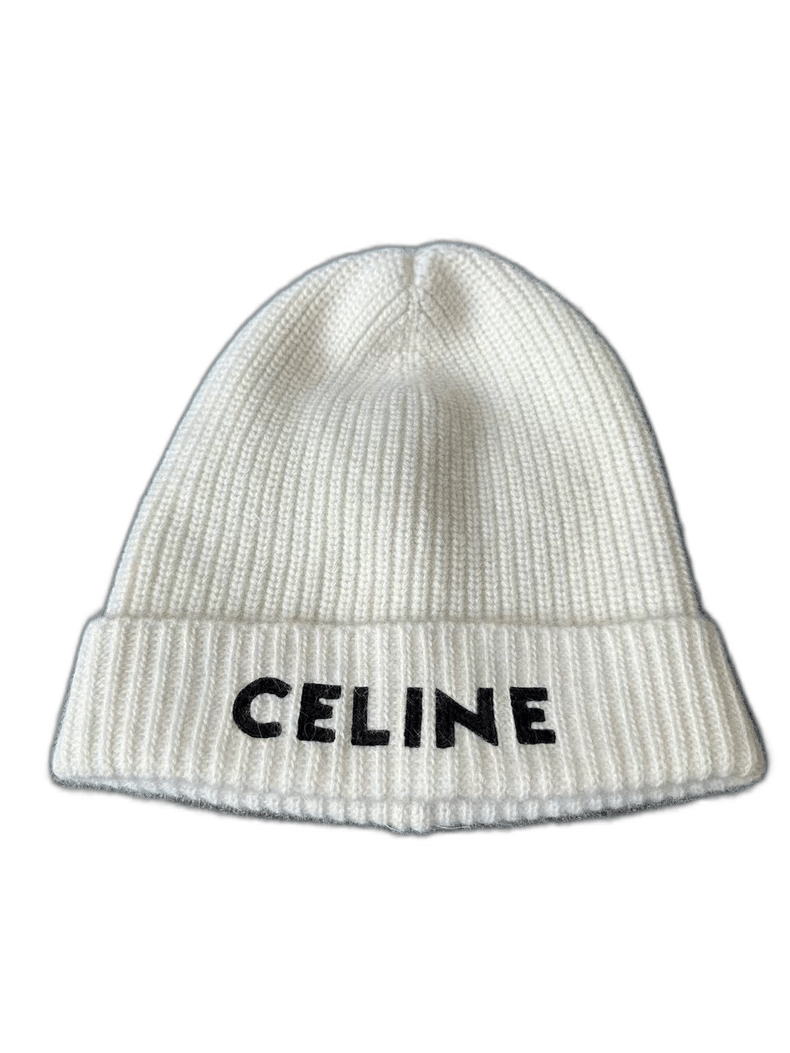 Celine Celine White Knit Beanie Hat Size ONE SIZE - 1 Thumbnail
